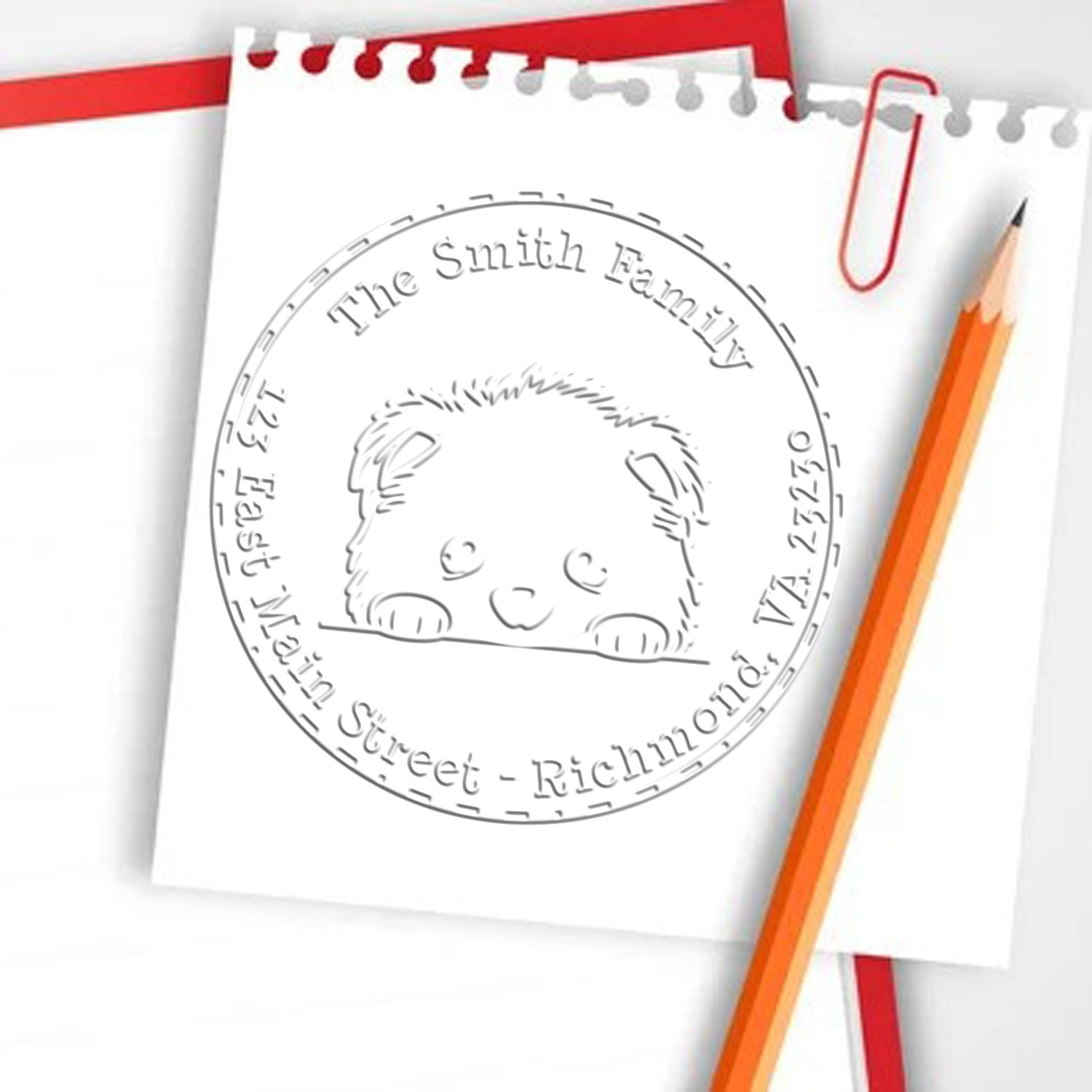 Soft Samoyed Personalized Return Address Embosser - Engineer Seal Stamps