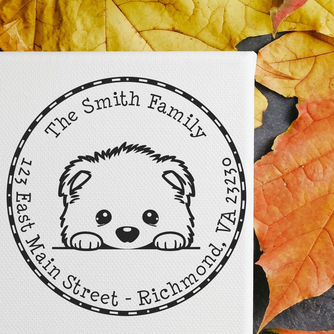 Slim Samoyed Address Label Stamp - Engineer Seal Stamps