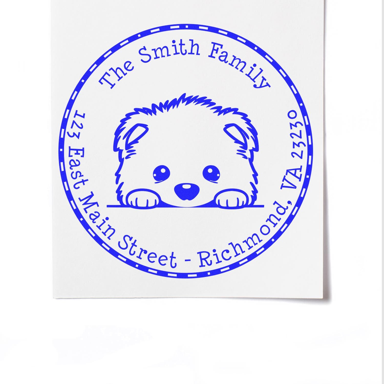 Round Self-Inking Samoyed Personalized Address Return Stamp - Engineer Seal Stamps