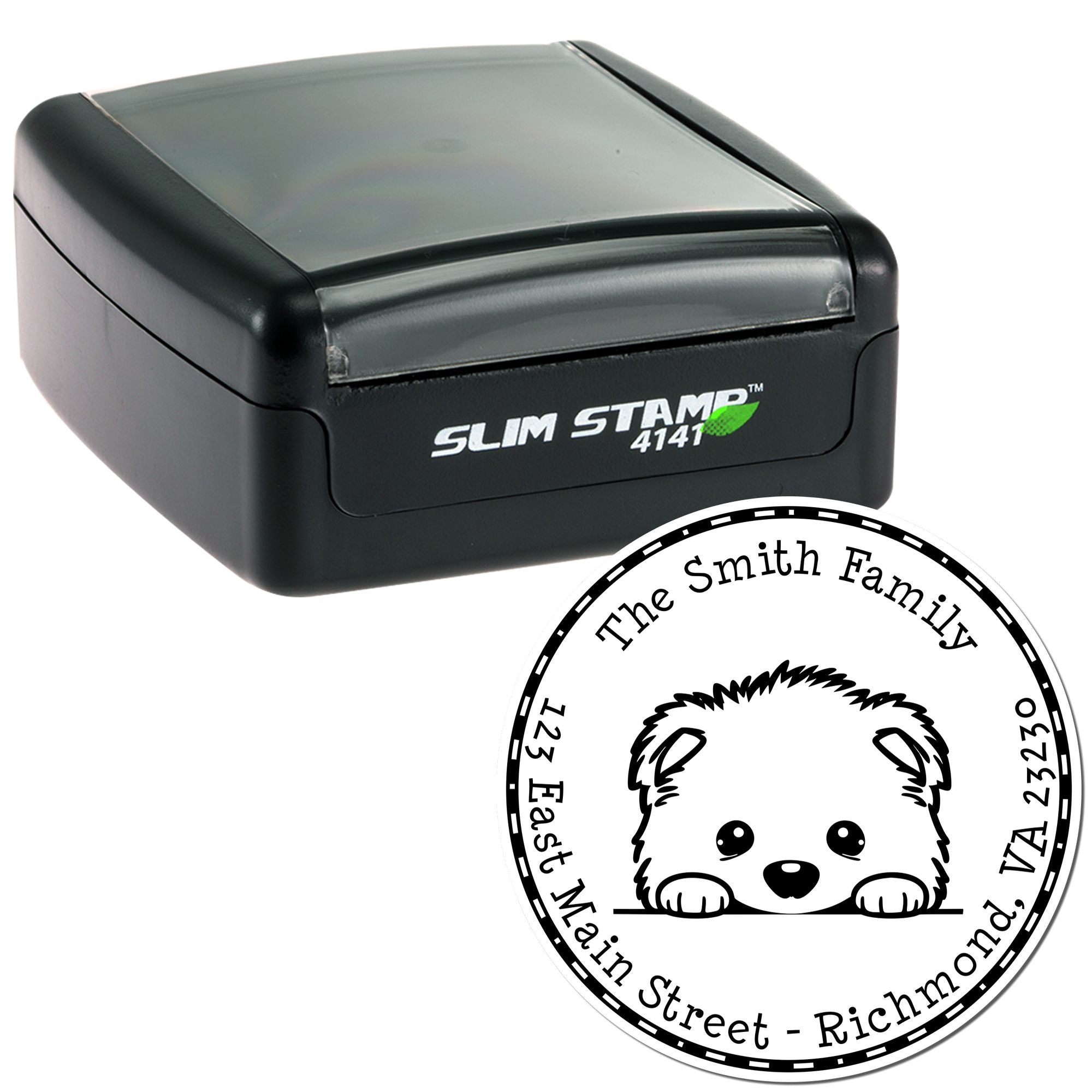Slim Samoyed Address Label Stamp - Engineer Seal Stamps