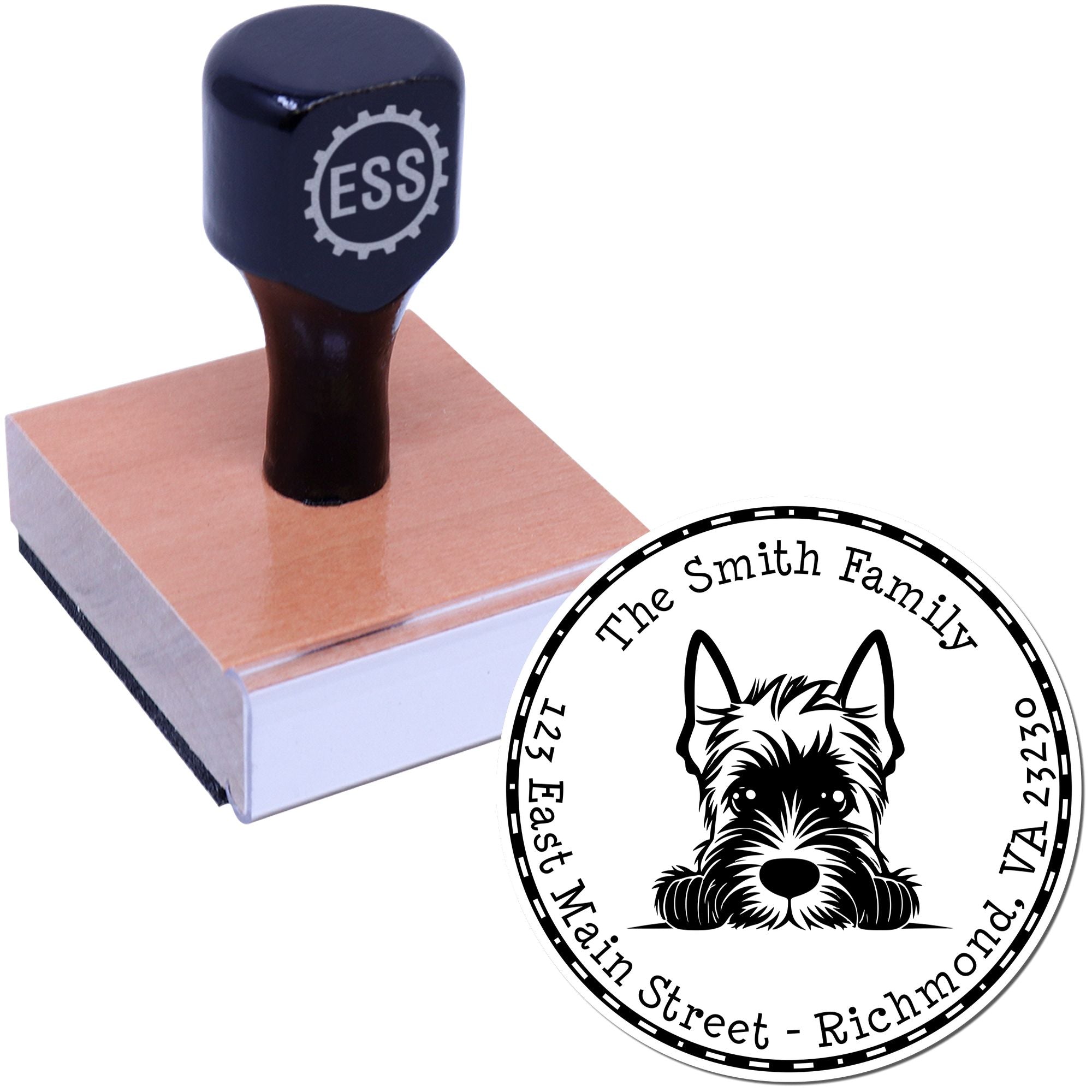 Round Scottish Terrier Custom Return Address Rubber Stamp