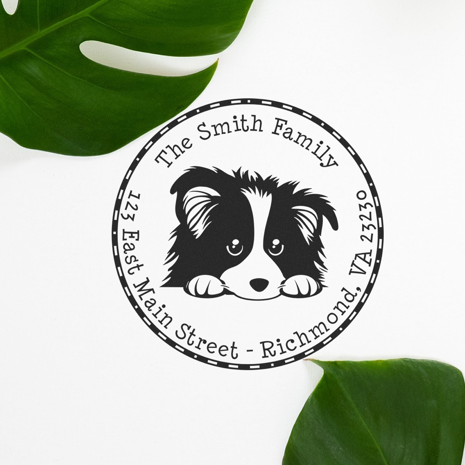 Round Shetland Sheepdog Custom Custom Address Rubber Stamp