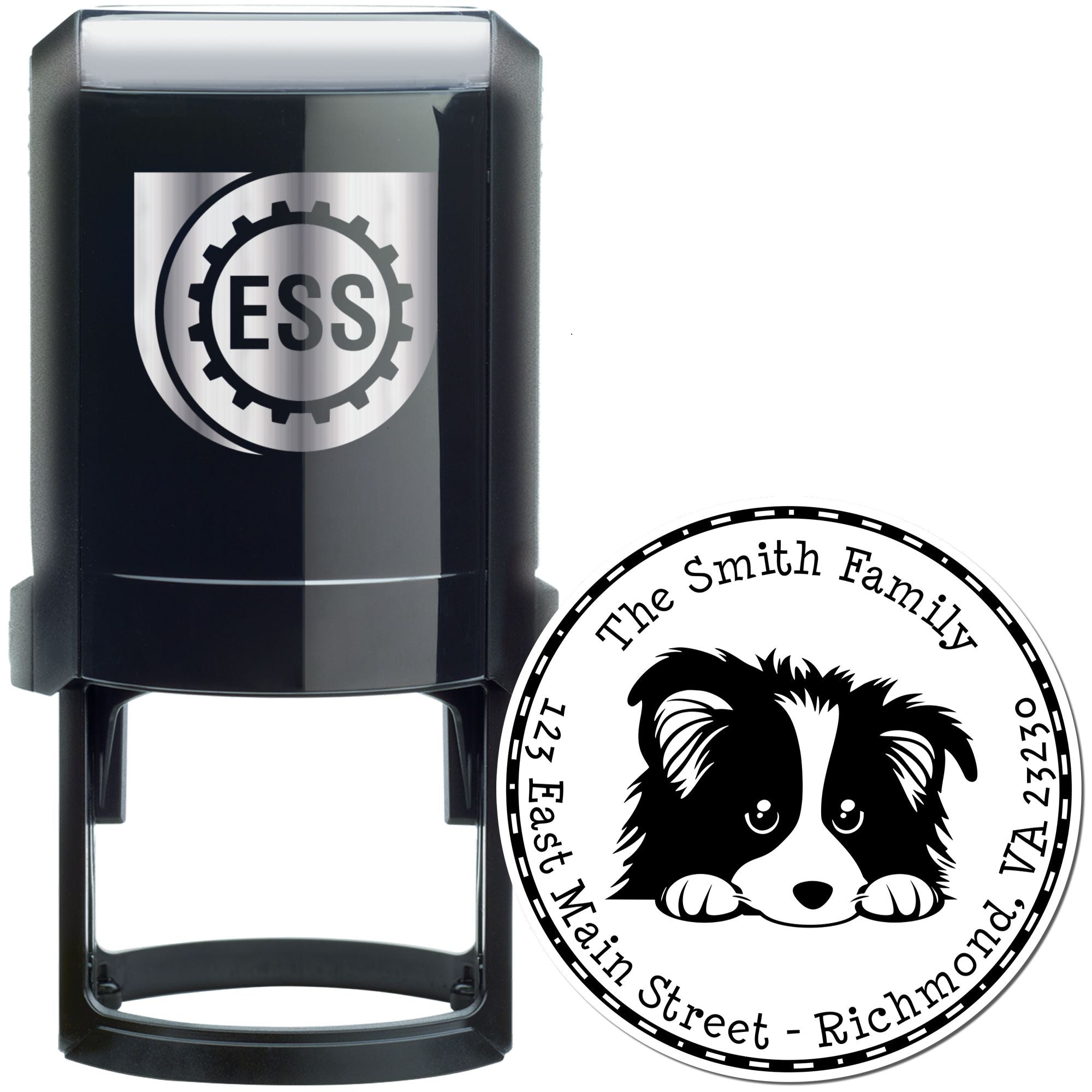 Round Self-Inking Shetland Sheepdog Personalized Return Address Stamp - Engineer Seal Stamps
