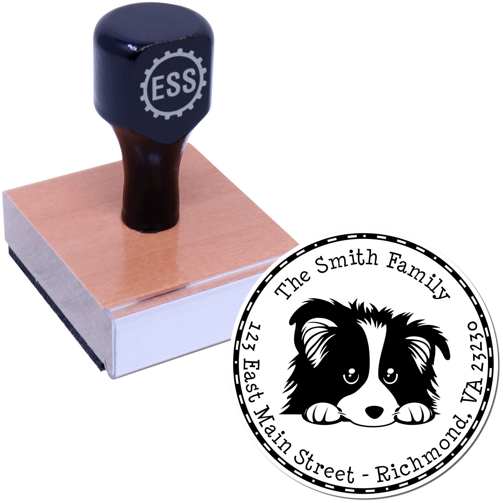 Round Shetland Sheepdog Custom Custom Address Rubber Stamp