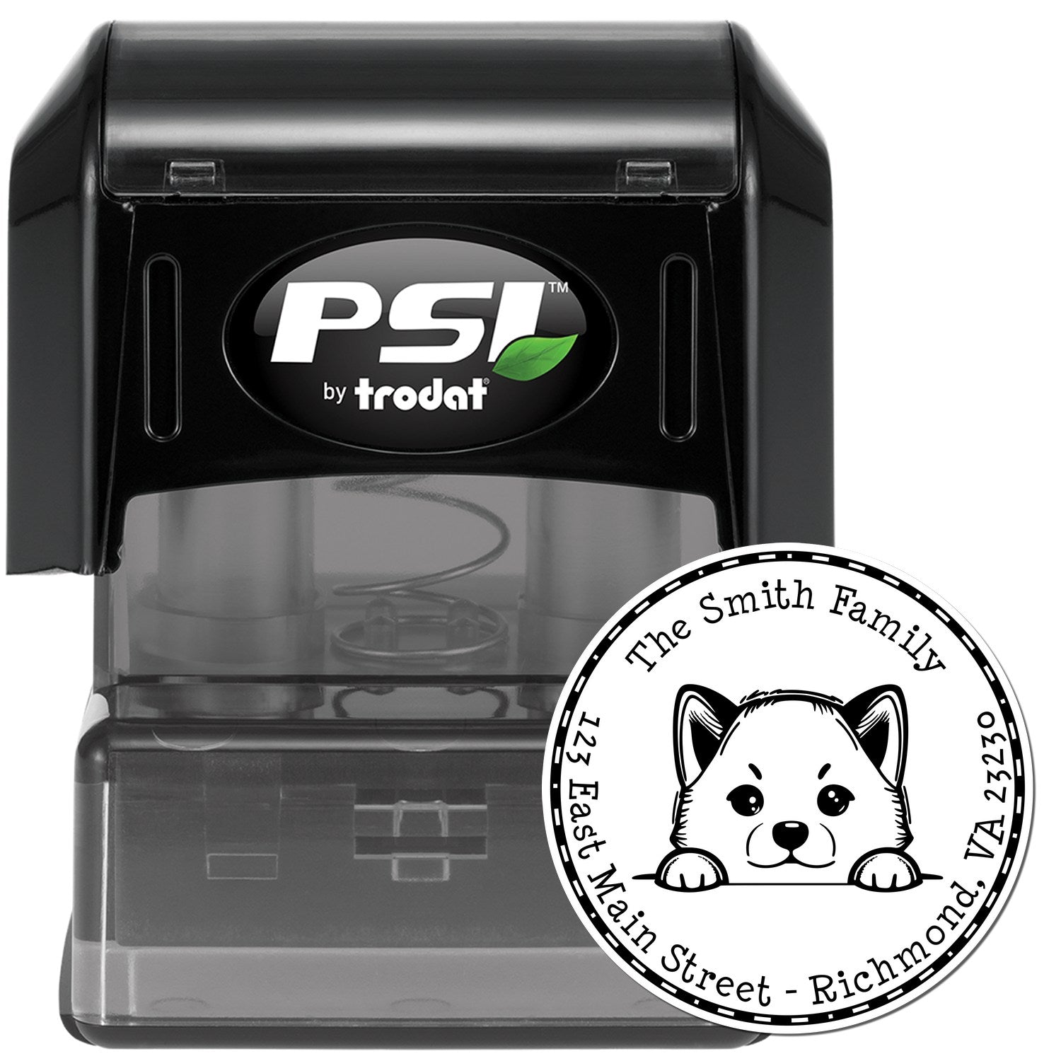 Round Pre-Inked Shiba Inu Customized Return Address Stamp - Engineer Seal Stamps