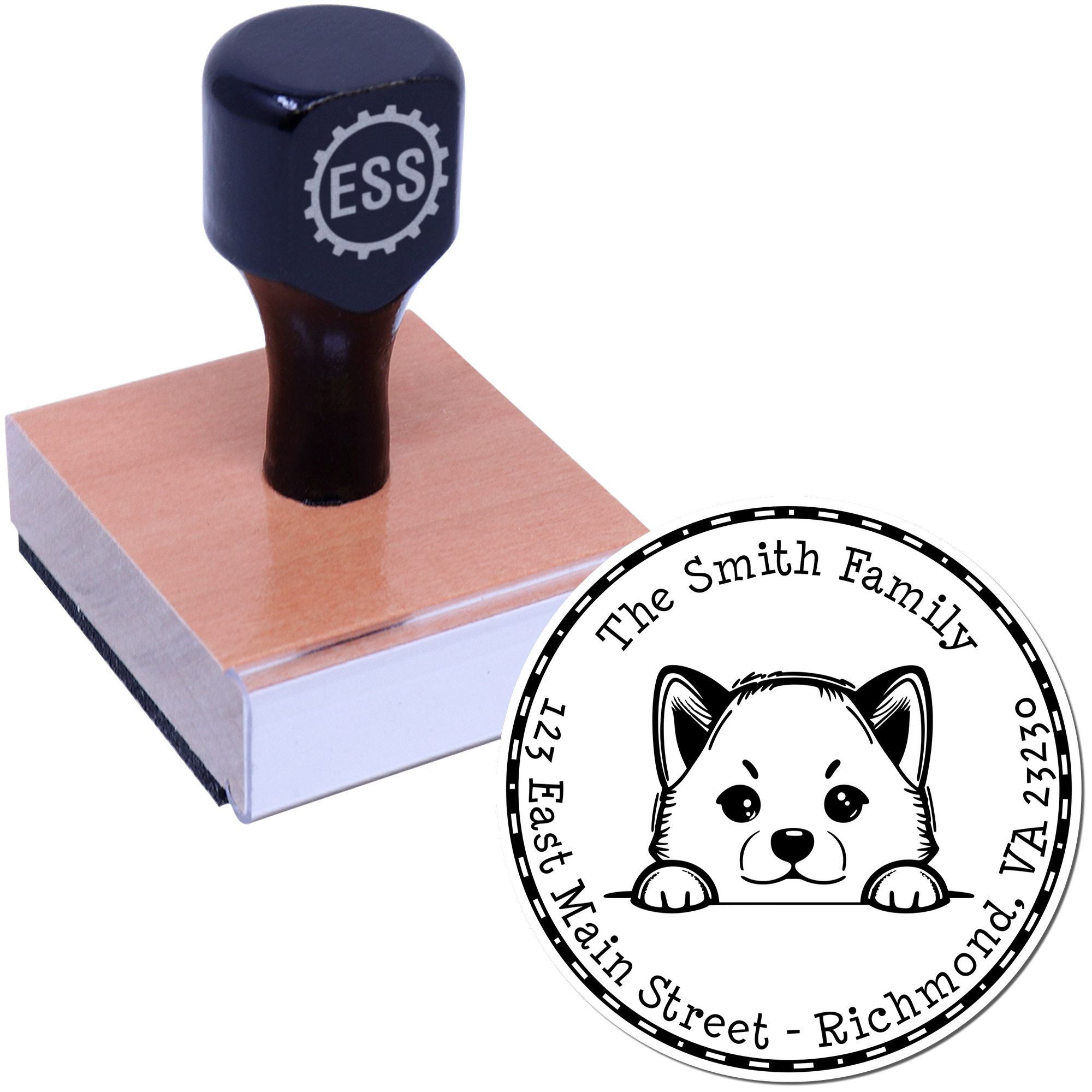 Round Shiba Inu Custom Custom Return Address Rubber Stamp