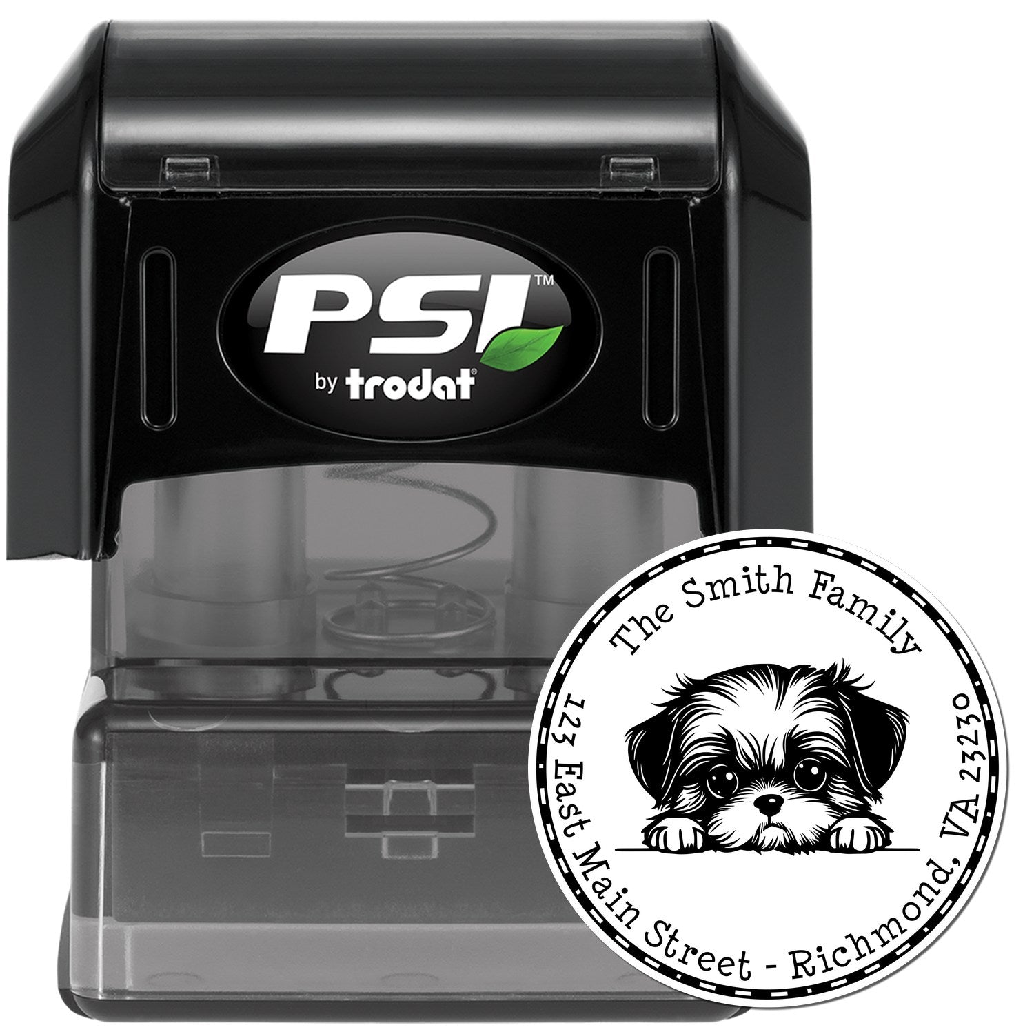 Round Pre-Inked Shih Tzu Customized Custom Address Stamp - Engineer Seal Stamps