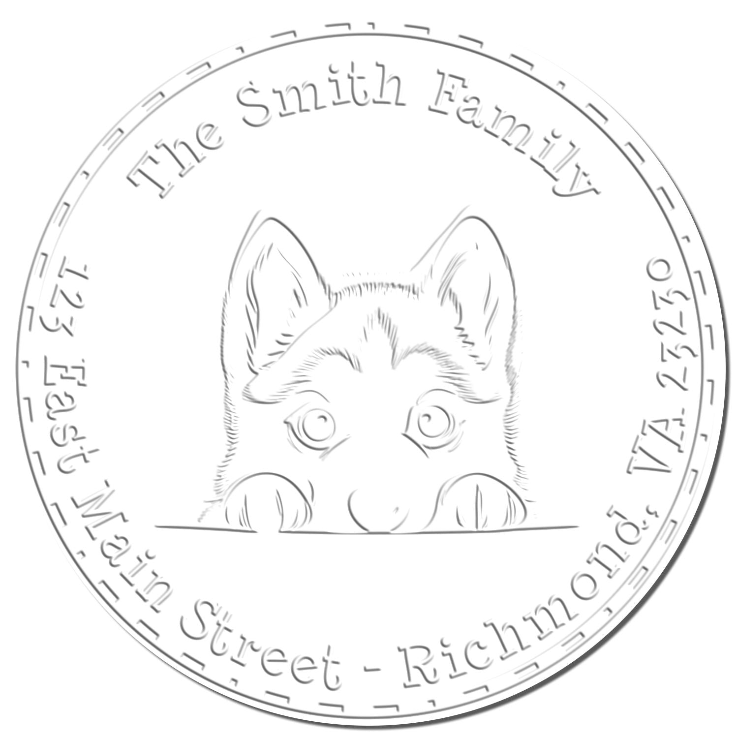 Hybrid Siberian Husky Personalized Home Address Seal Embosser - Engineer Seal Stamps