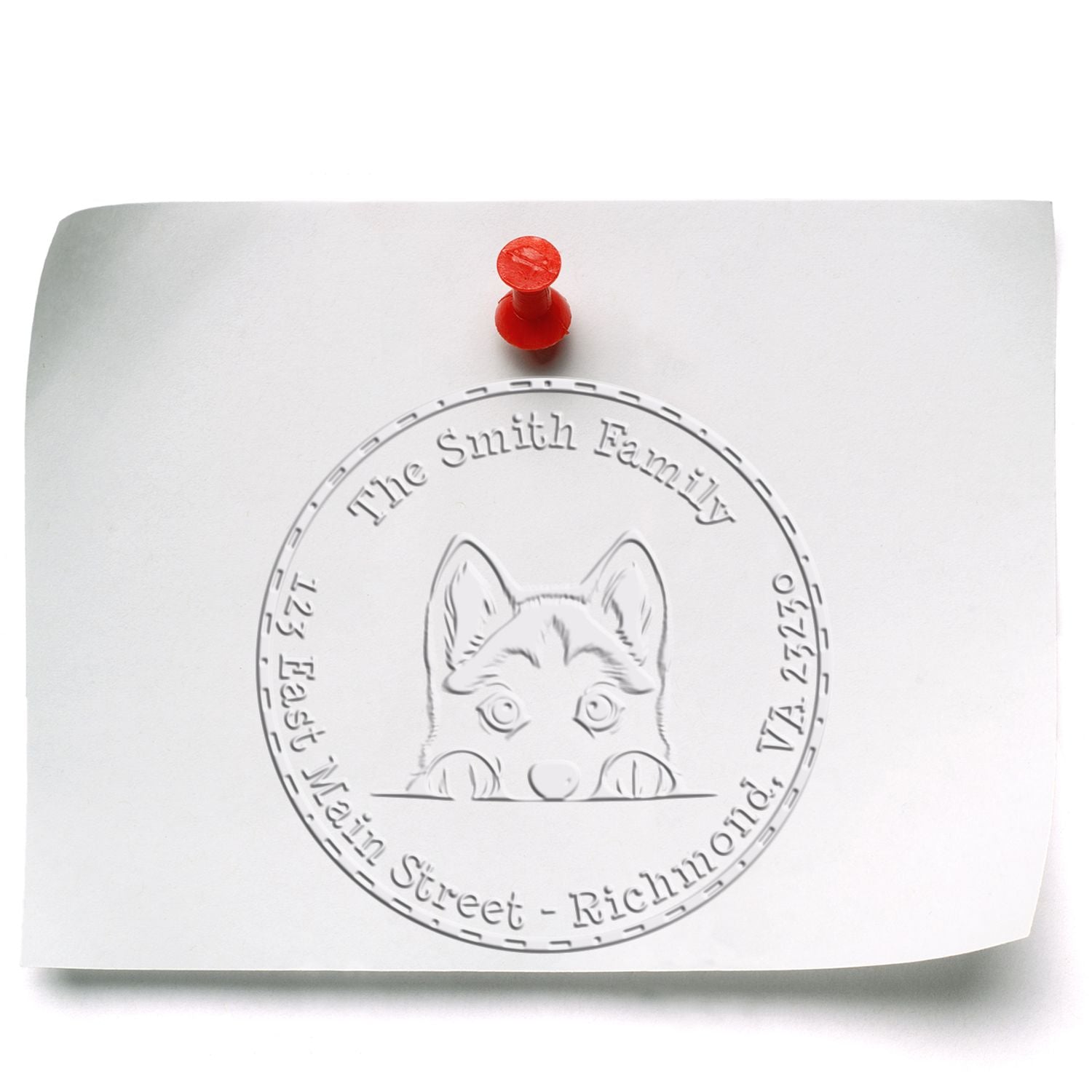 Soft Siberian Husky Personalized Custom Return Address Seal Embosser - Engineer Seal Stamps