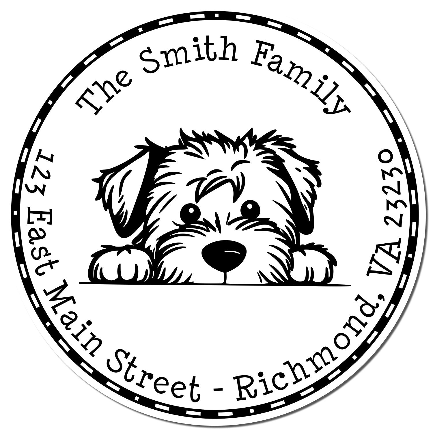 Round Pre-Inked Soft Coated Wheaten Terrier Customized Name and Address Stamp - Engineer Seal Stamps