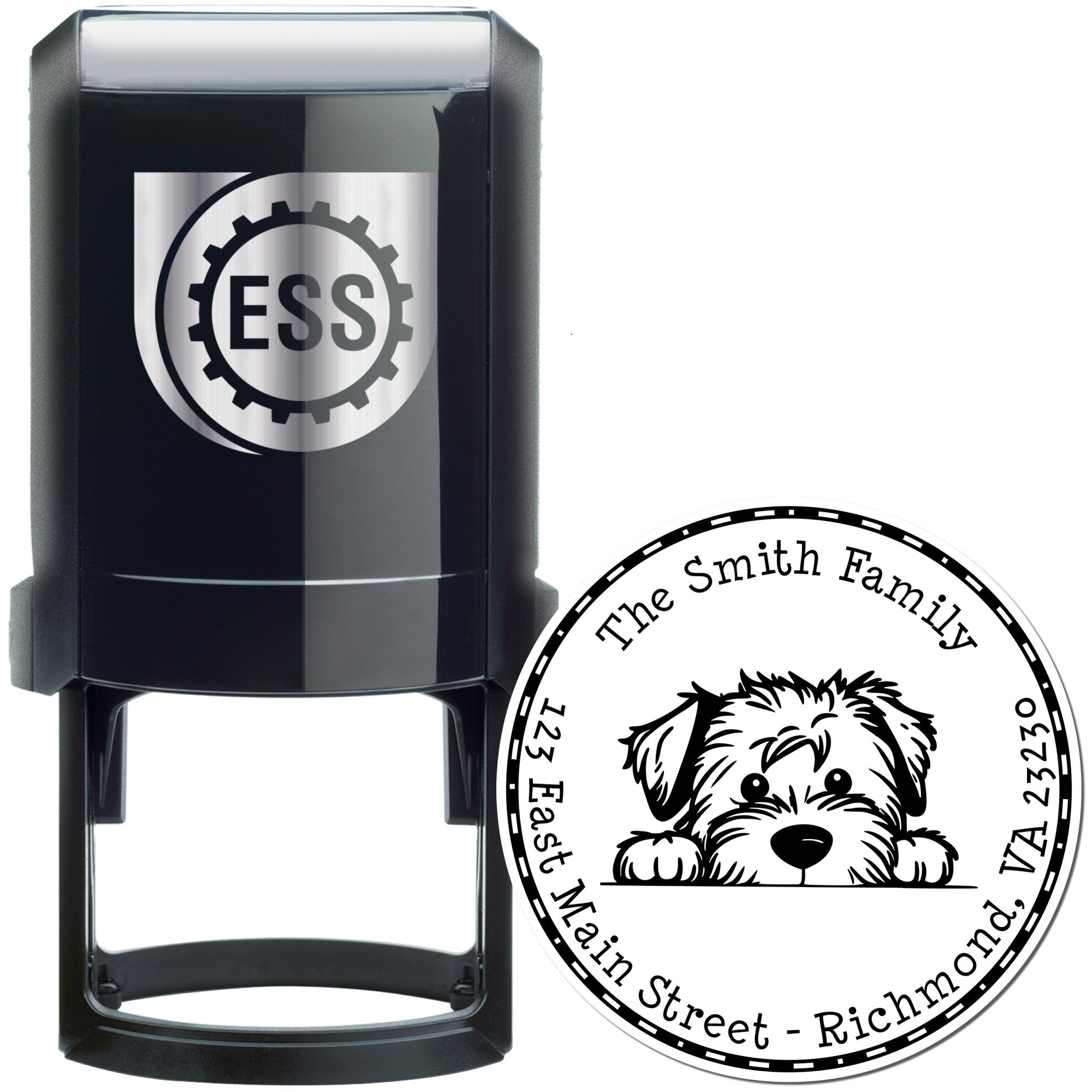 Round Self-Inking Soft Coated Wheaten Terrier Personalized Refillable Address Stamp - Engineer Seal Stamps