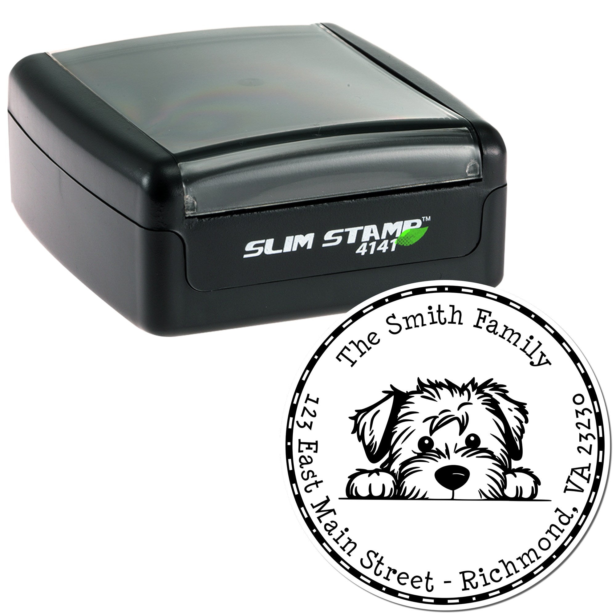 Slim Soft Coated Wheaten Terrier Custom Return Address Stamp - Engineer Seal Stamps