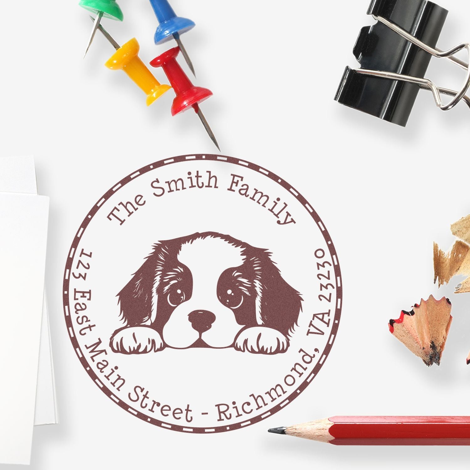 Round Self-Inking St Bernard Personalized Easy-To-Use Address Stamp - Engineer Seal Stamps