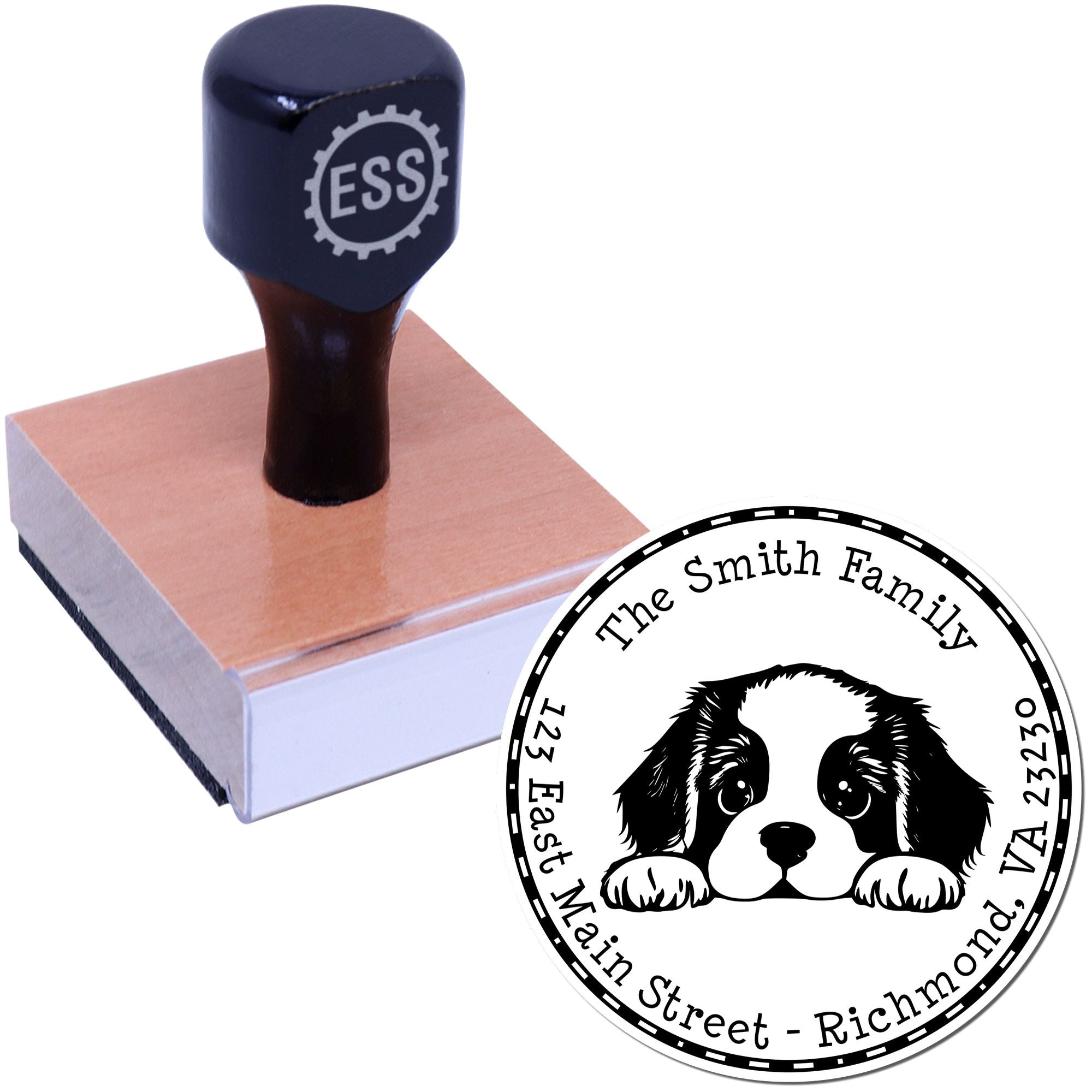 Round St Bernard Custom High-Quality Address Rubber Stamp