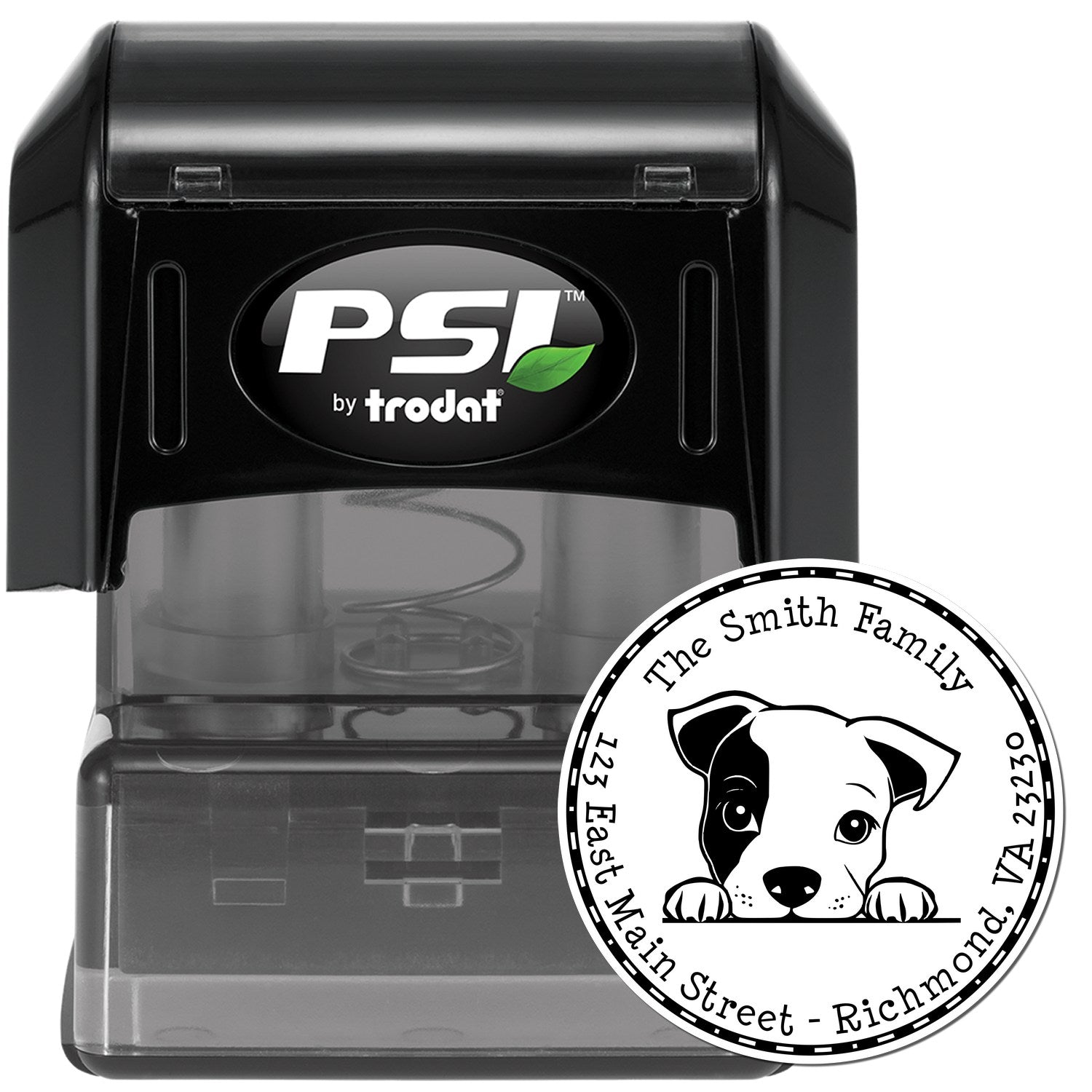 Round Pre-Inked Staffordshire Bull Terrier Customized Easy-To-Use Address Stamp - Engineer Seal Stamps