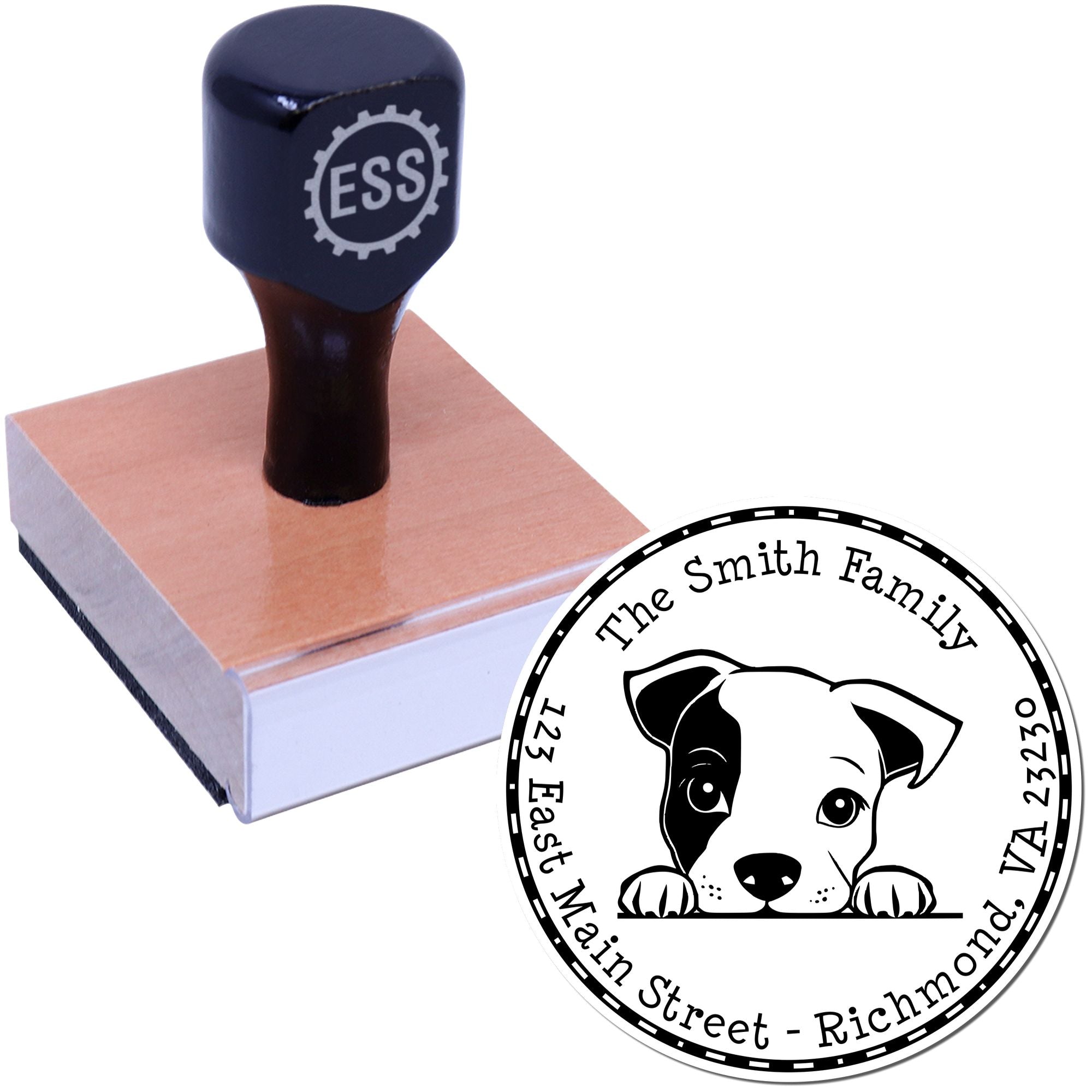 Round Staffordshire Bull Terrier Custom Mail Rubber Stamp