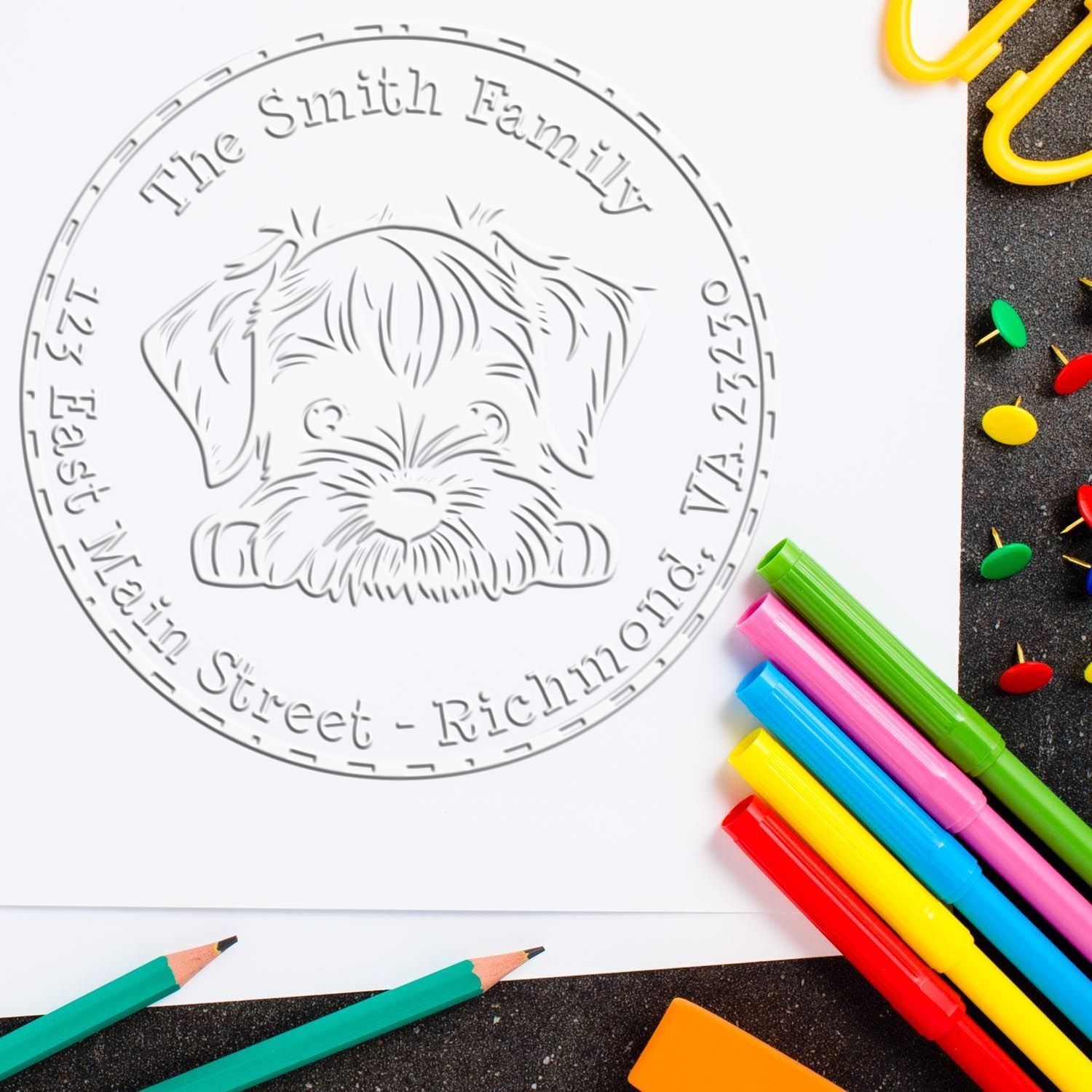 Soft Standard Schnauzer Personalized Easy-To-Use Address Seal Embosser - Engineer Seal Stamps