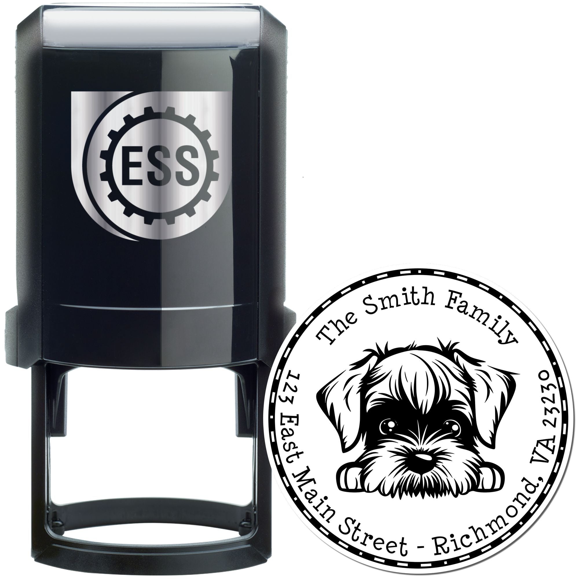 Round Self-Inking Standard Schnauzer Personalized Mail Stamp - Engineer Seal Stamps