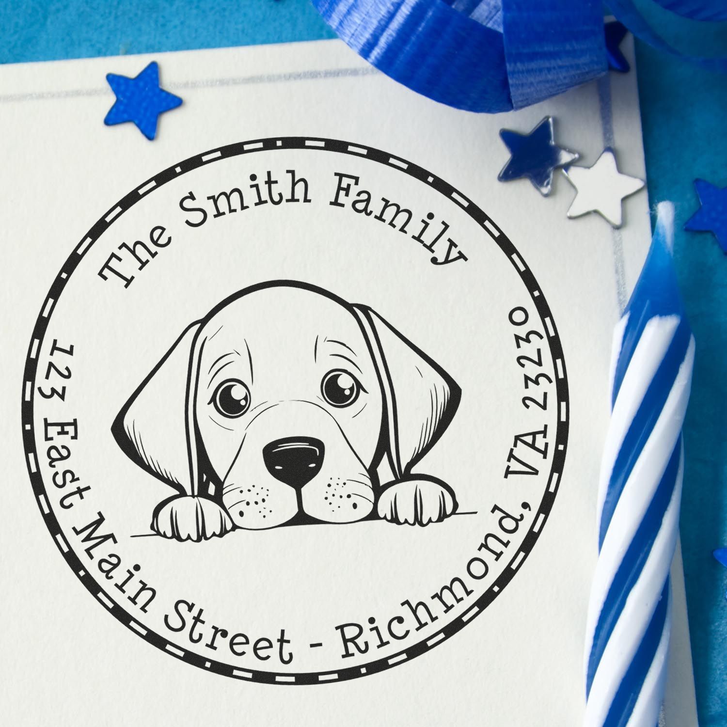 Round Vizsla Custom House Address Rubber Stamp