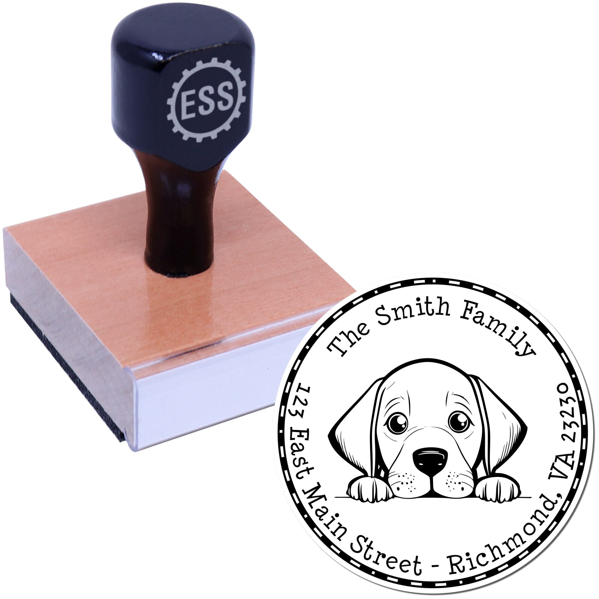 Round Vizsla Custom House Address Rubber Stamp