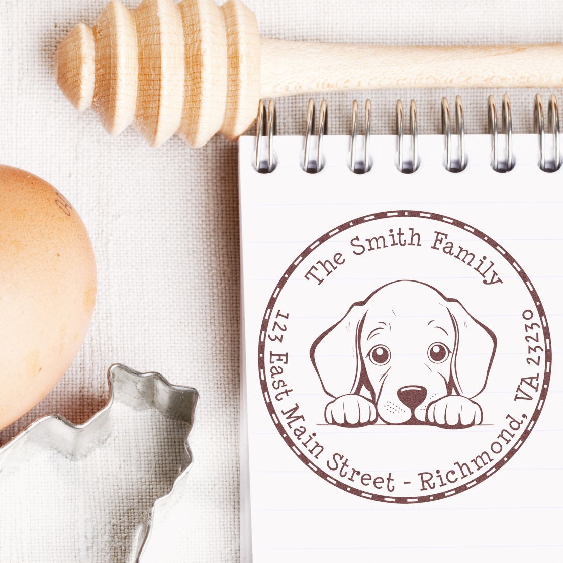 Round Self-Inking Weimaraner Personalized House Address Stamp - Engineer Seal Stamps