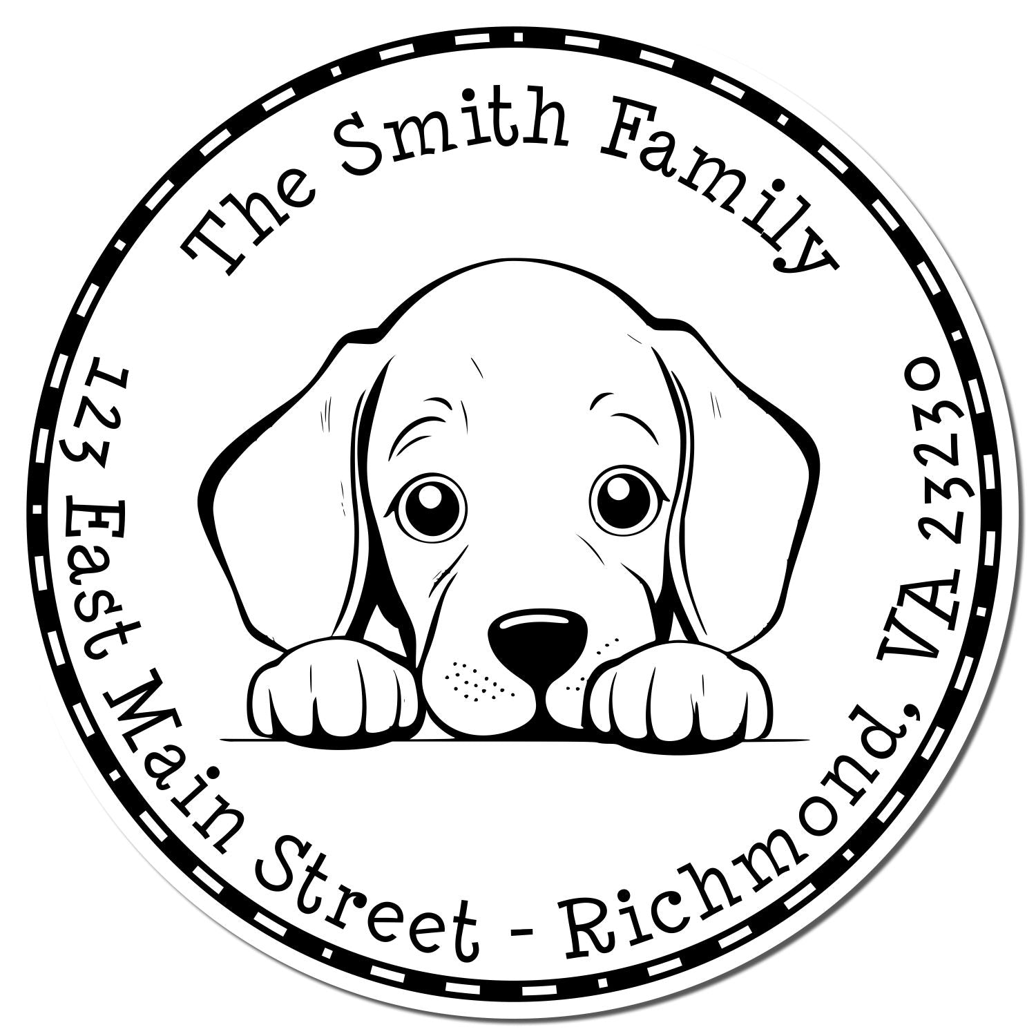 Round Weimaraner Custom Home Address Rubber Stamp - Engineer Seal Stamps