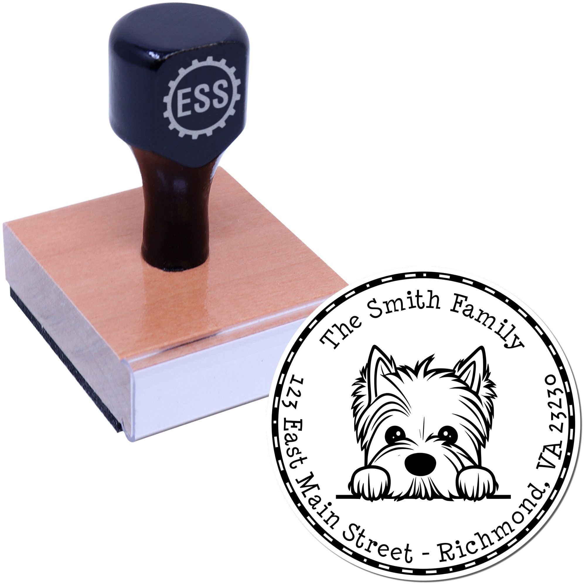 Round West Highland White Terrier Custom Mailing Address Rubber Stamp