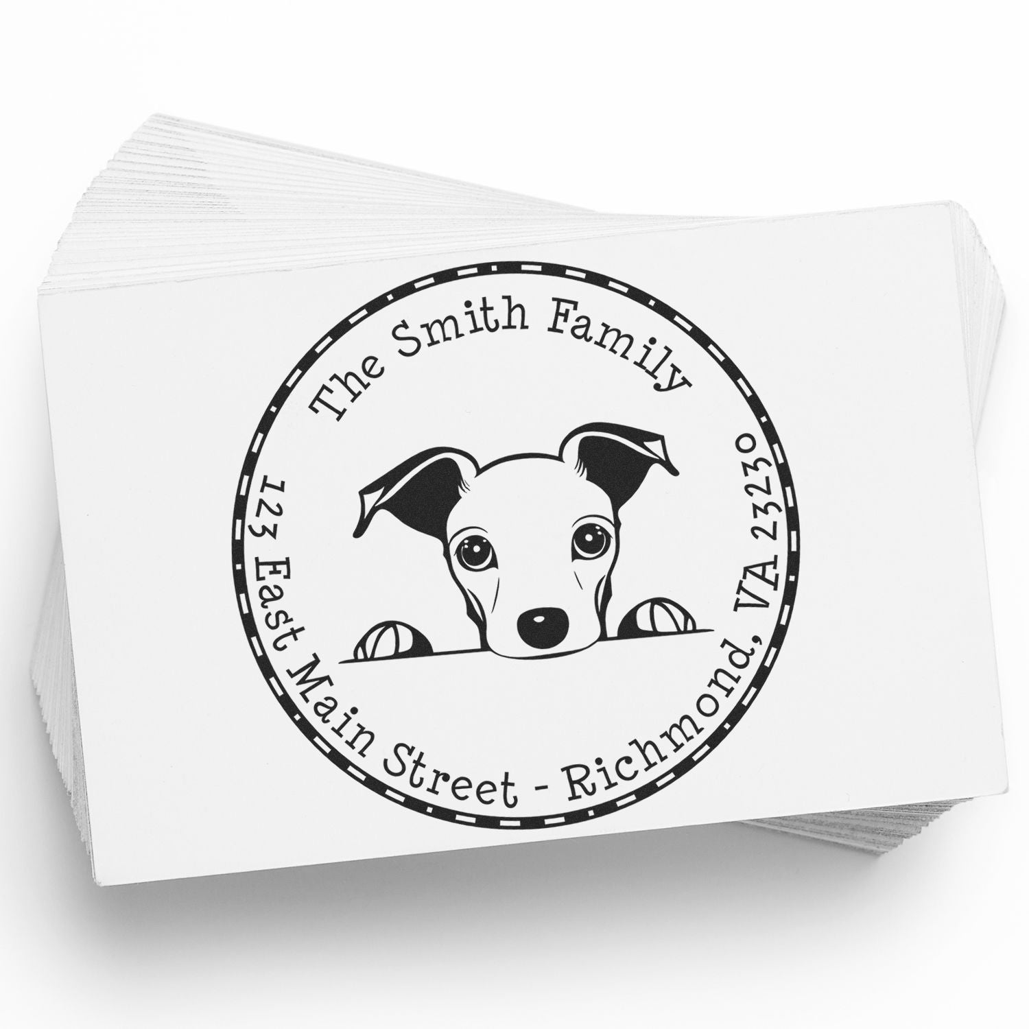 Round Whippet Custom New Address Rubber Stamp