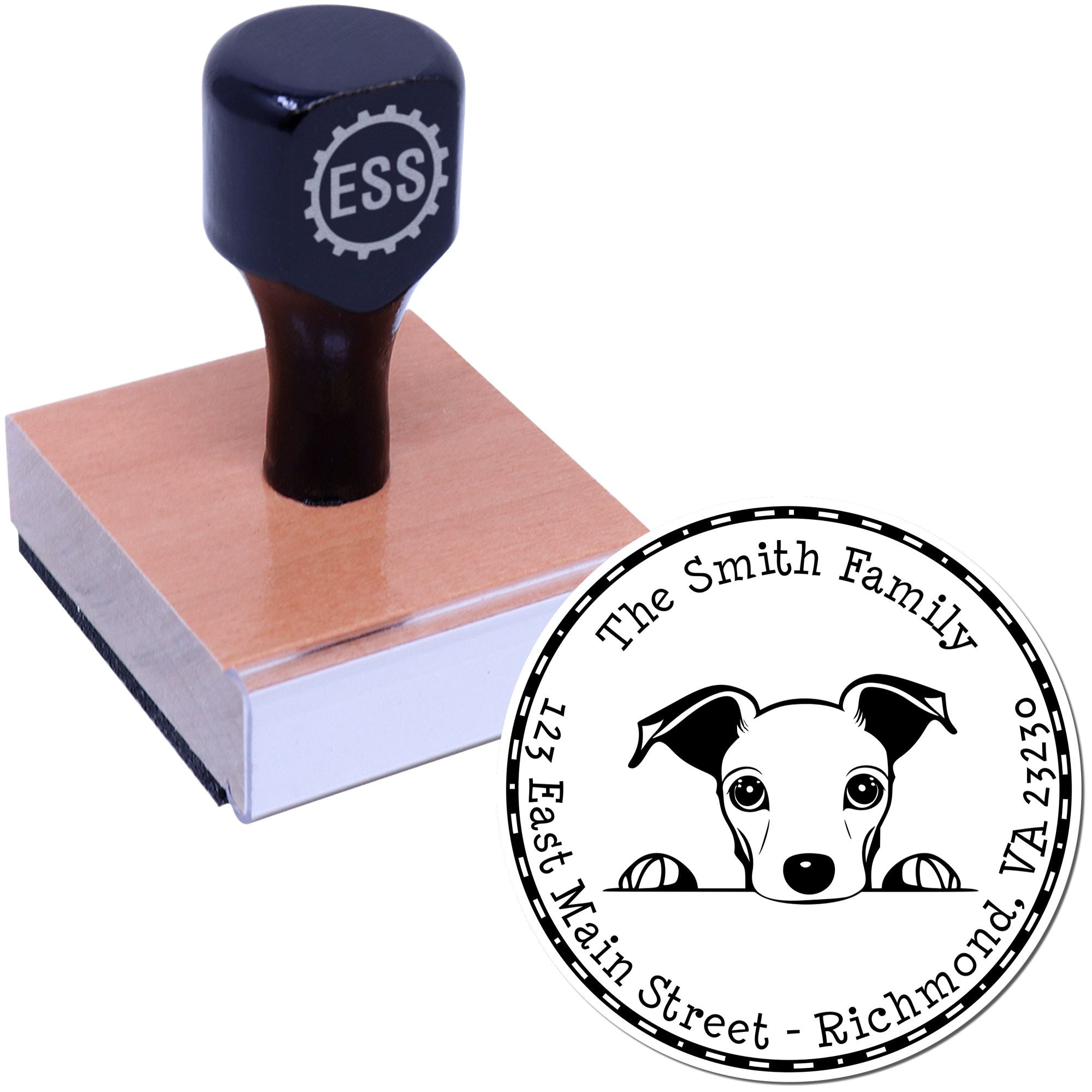 Round Whippet Custom New Address Rubber Stamp