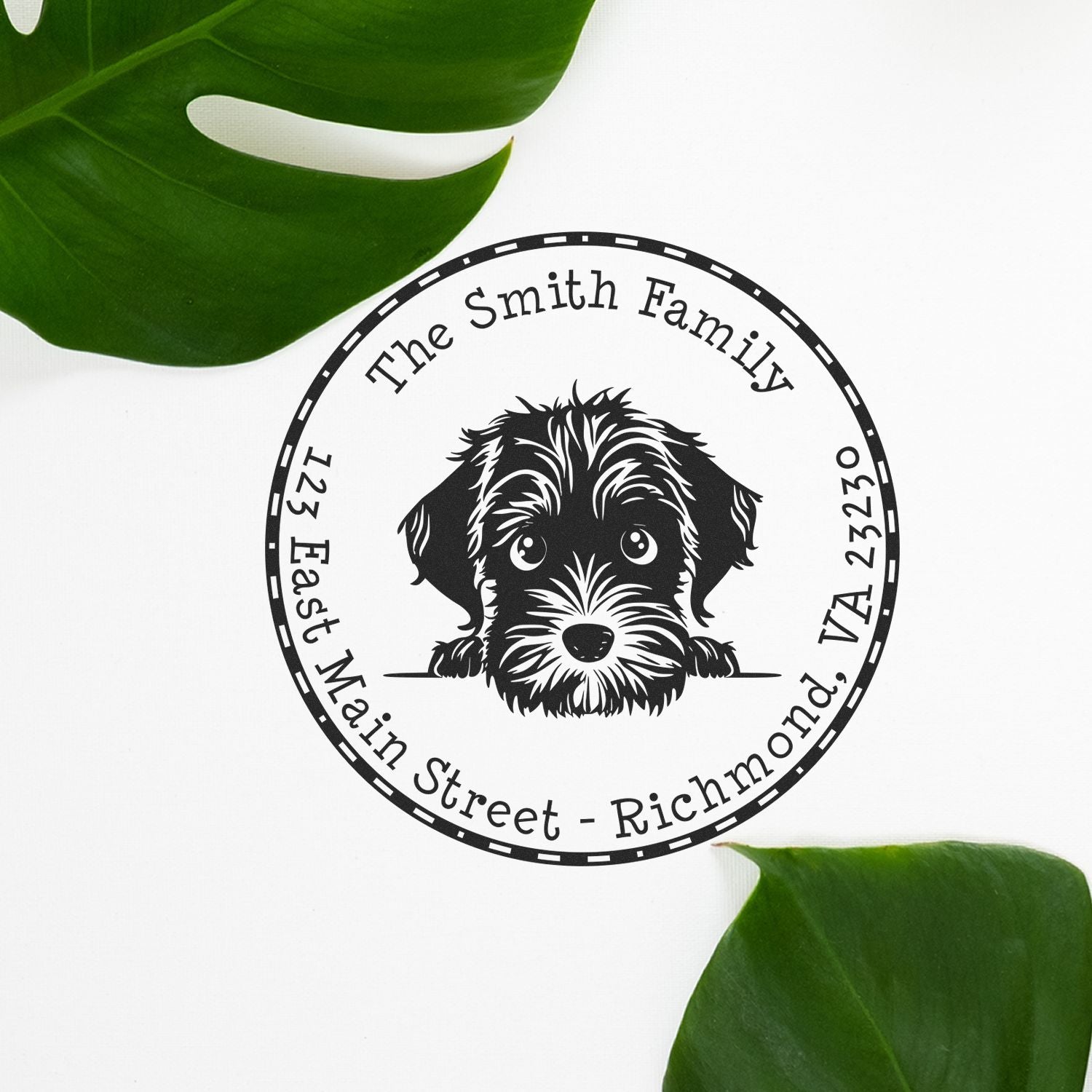 Round Pre-Inked Wirehaired Pointing Griffon Customized Mailing Address Stamp - Engineer Seal Stamps