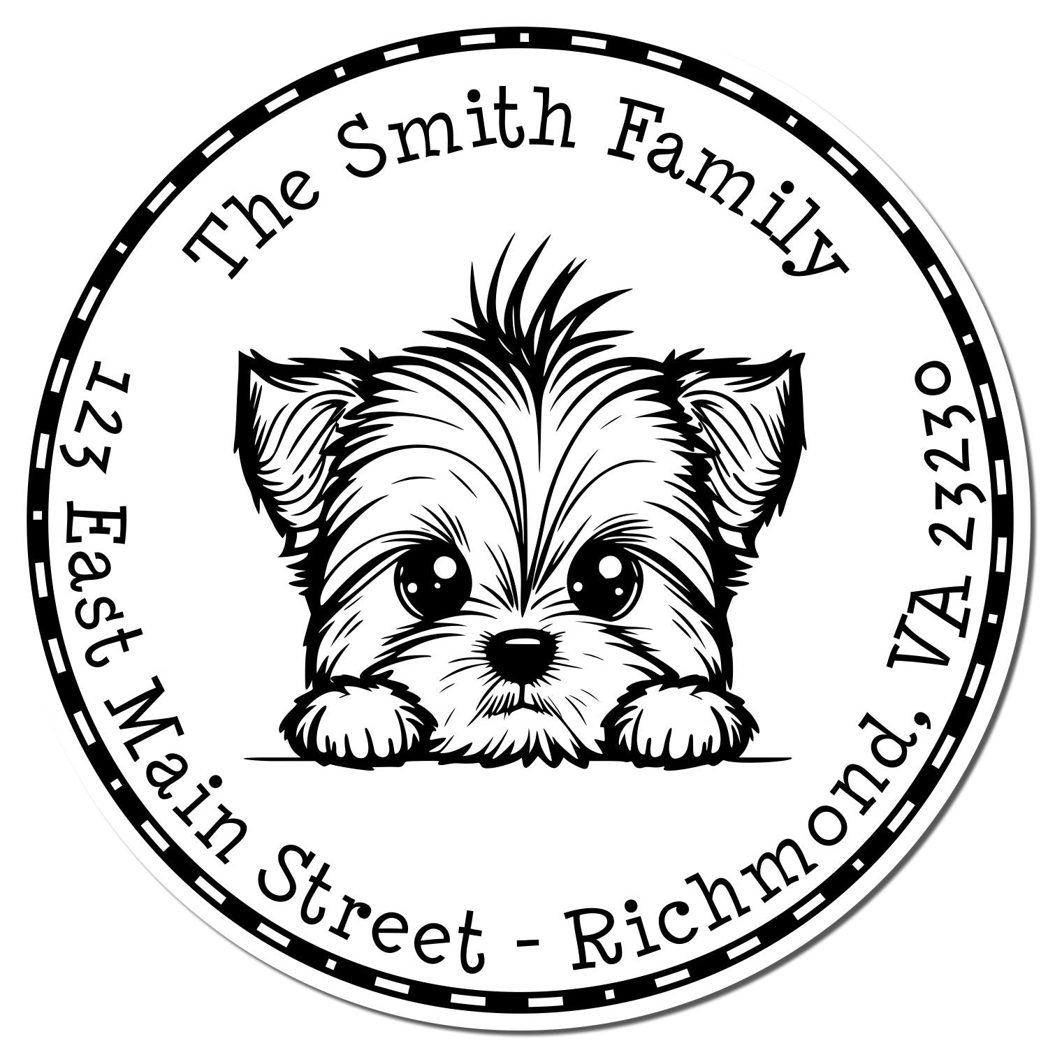 Round Pre-Inked Yorkshire Terrier Customized New Address Stamp - Engineer Seal Stamps