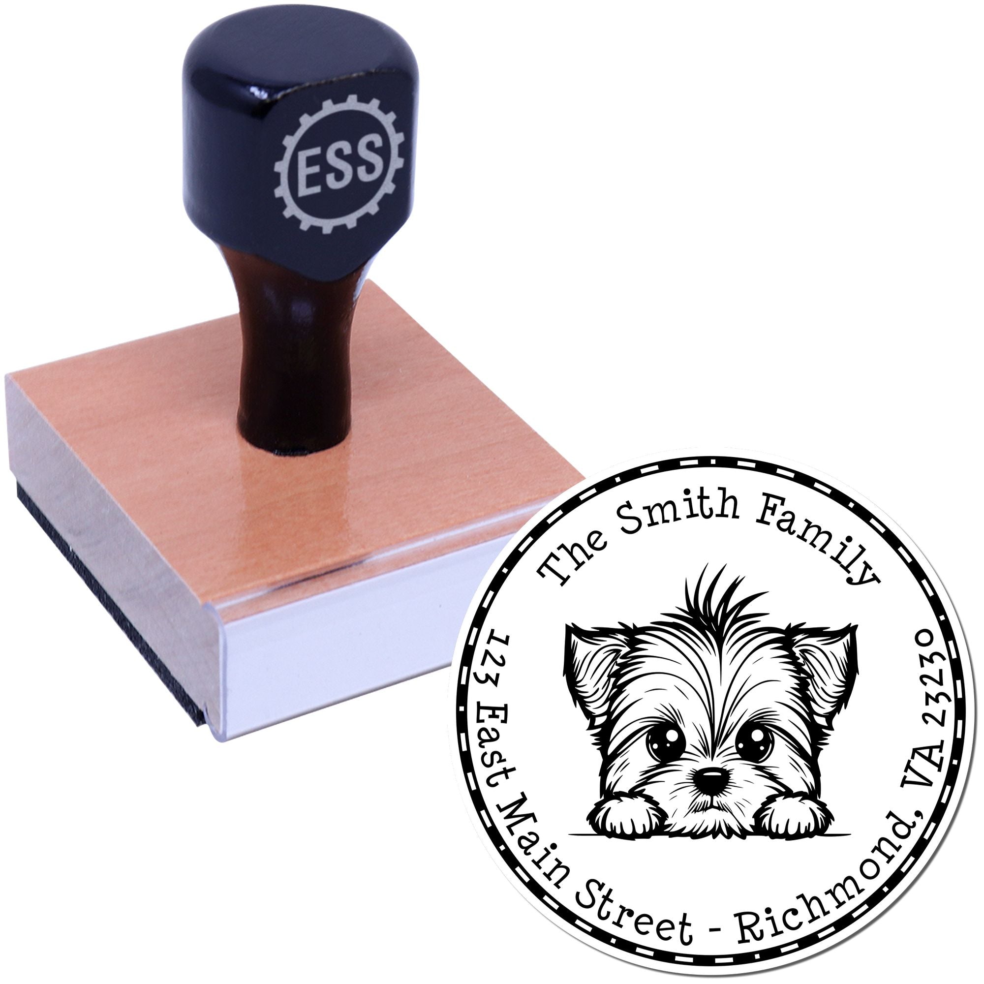 Round Yorkshire Terrier Custom Mail Label Rubber Stamp