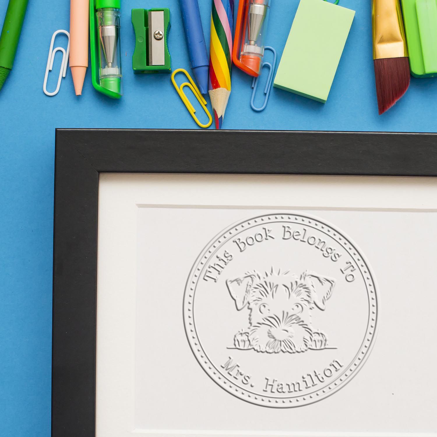 Airedale Terrier Personalized Ex Libris Library Embossed Seal - Engineer Seal Stamps