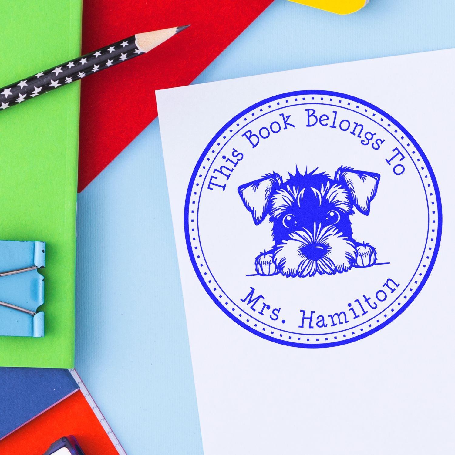 Airedale Terrier Personalizable Library Book Stamp - Engineer Seal Stamps