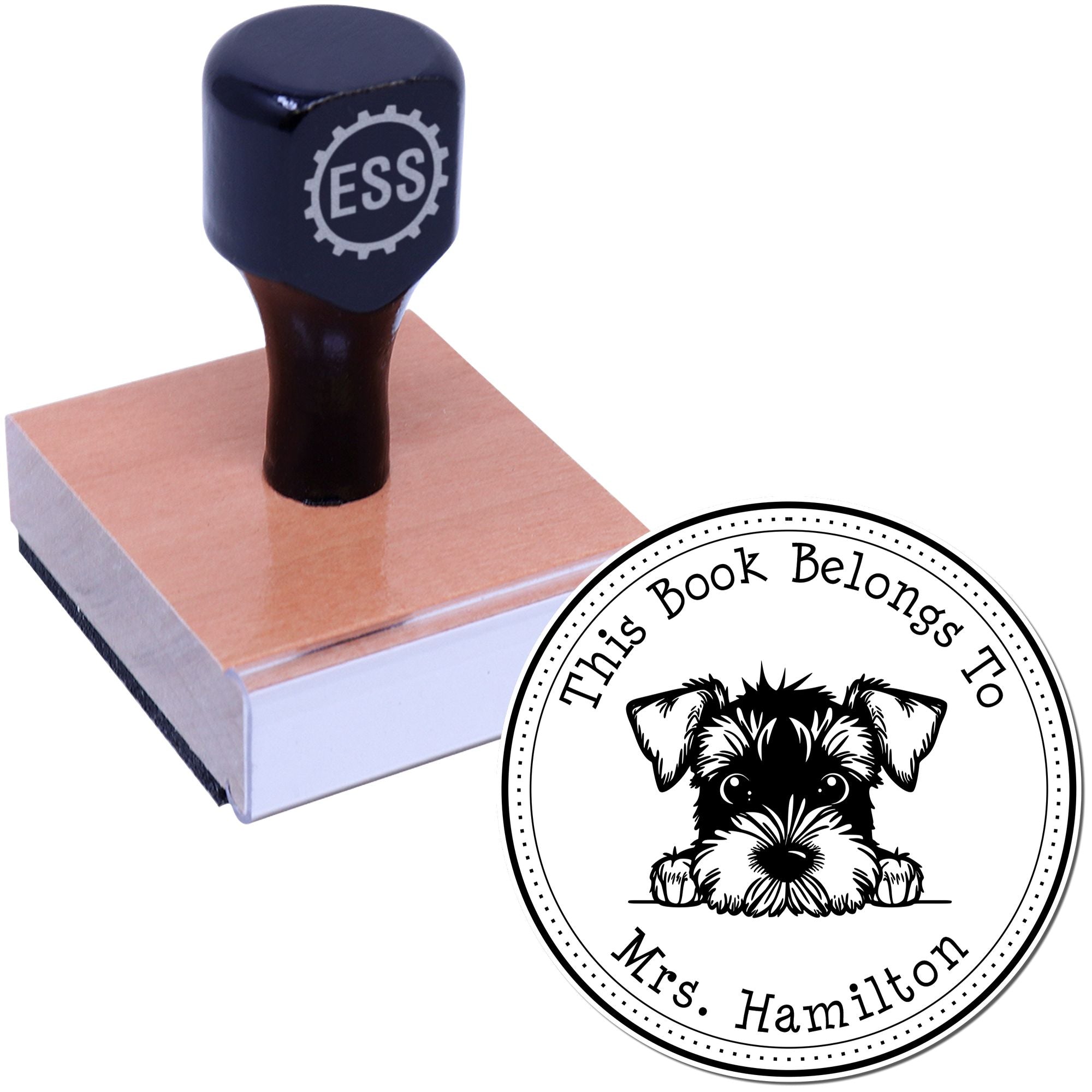 Wooden Handle Airedale Terrier Personalized Library of Stamp - Engineer Seal Stamps