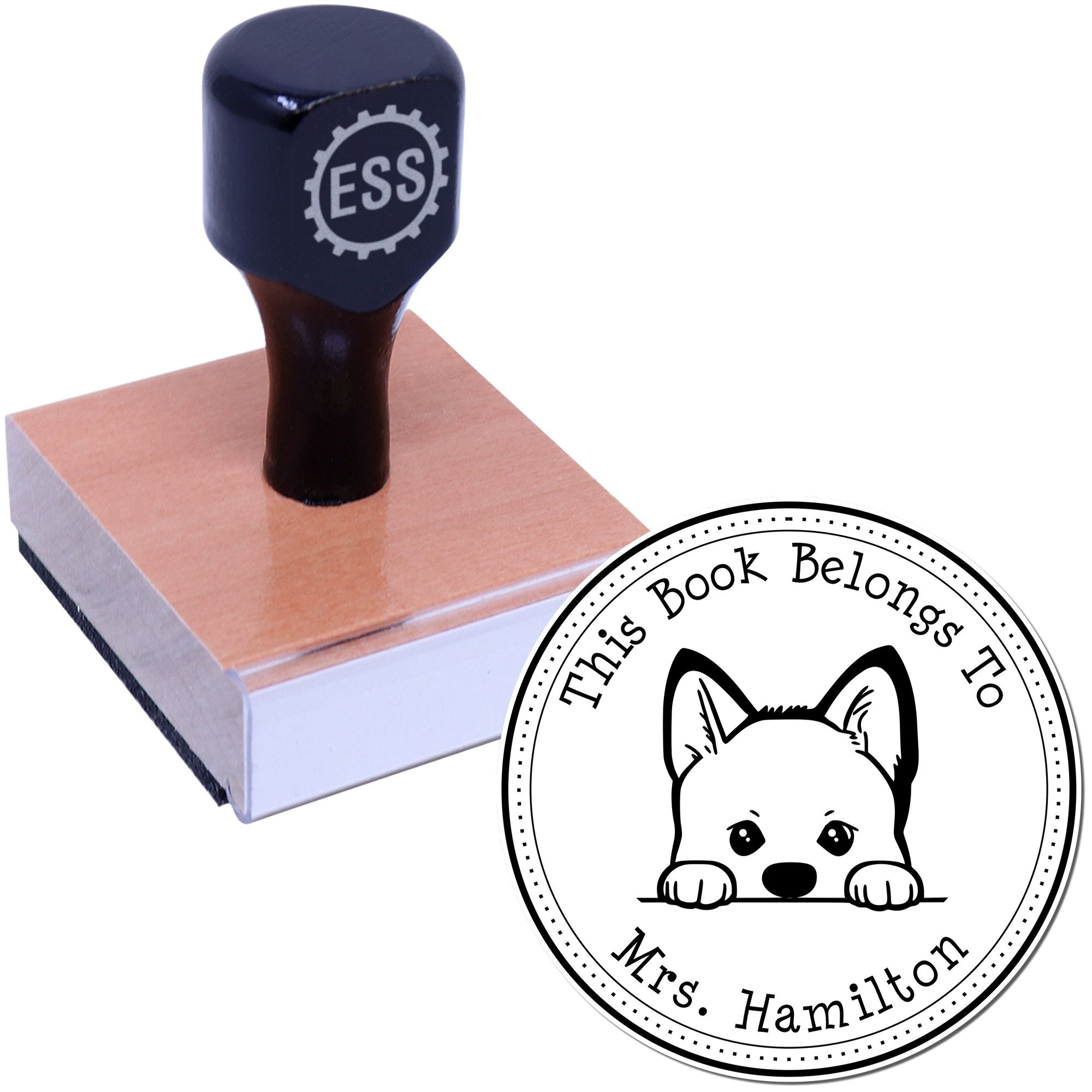 Wooden Handle Akita Personalized Library of Stamper - Engineer Seal Stamps
