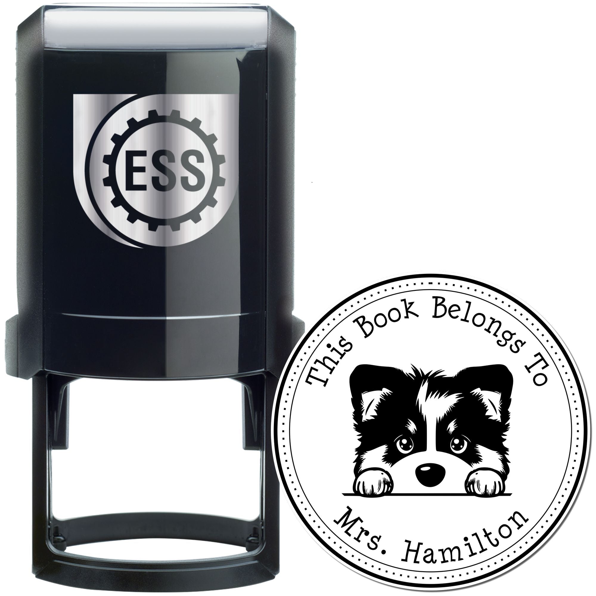 Self-Inking Alaskan Malamute Custom-Made Book Label Stamp - Engineer Seal Stamps