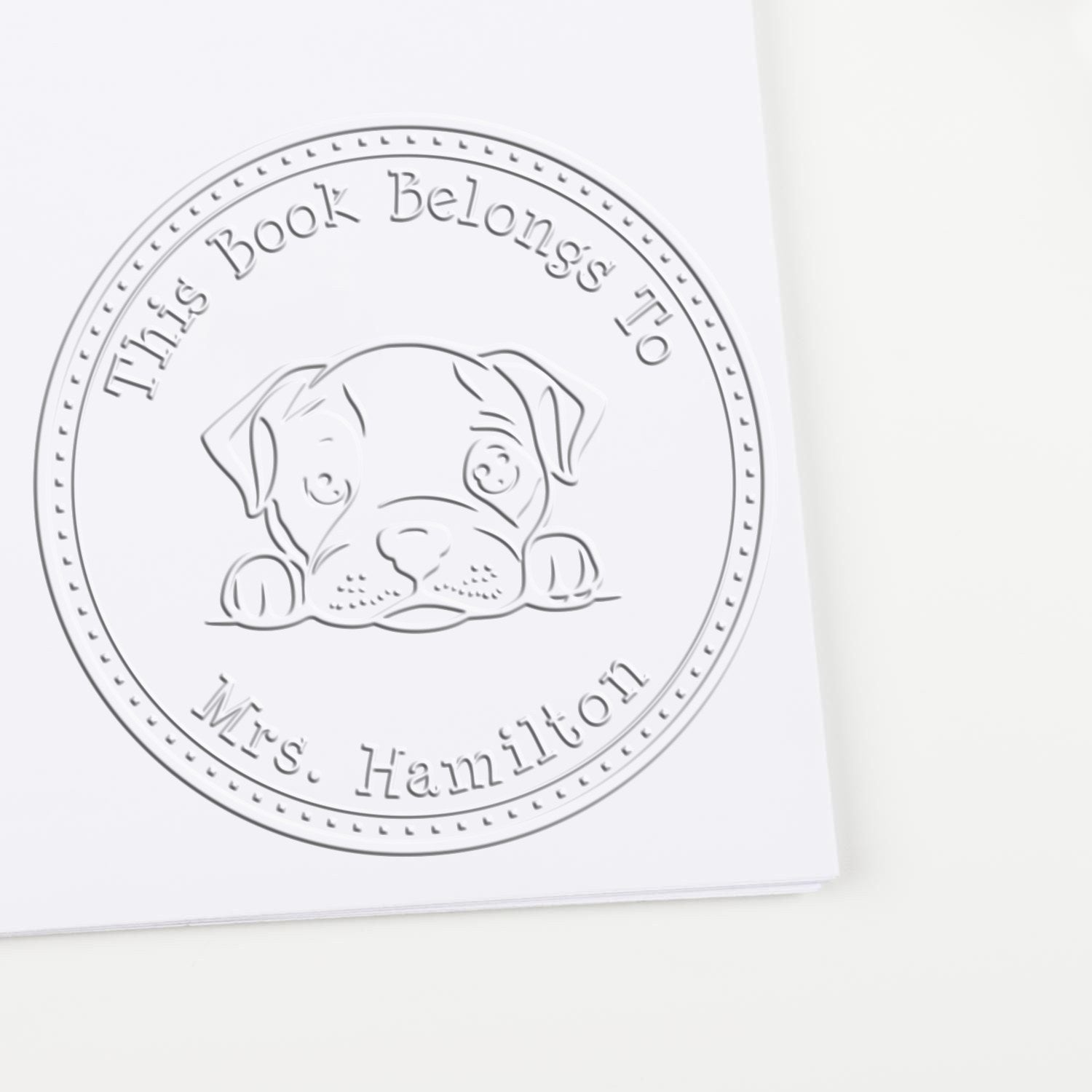 American Staffordshire Terrier Personalized Ex Libris Library Embossed Stamp - Engineer Seal Stamps