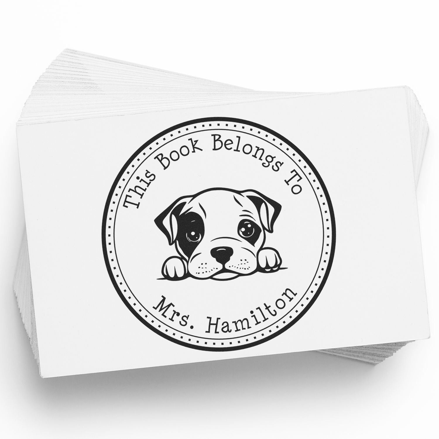 Self-Inking American Staffordshire Terrier Custom-Made Book Label Stamper - Engineer Seal Stamps
