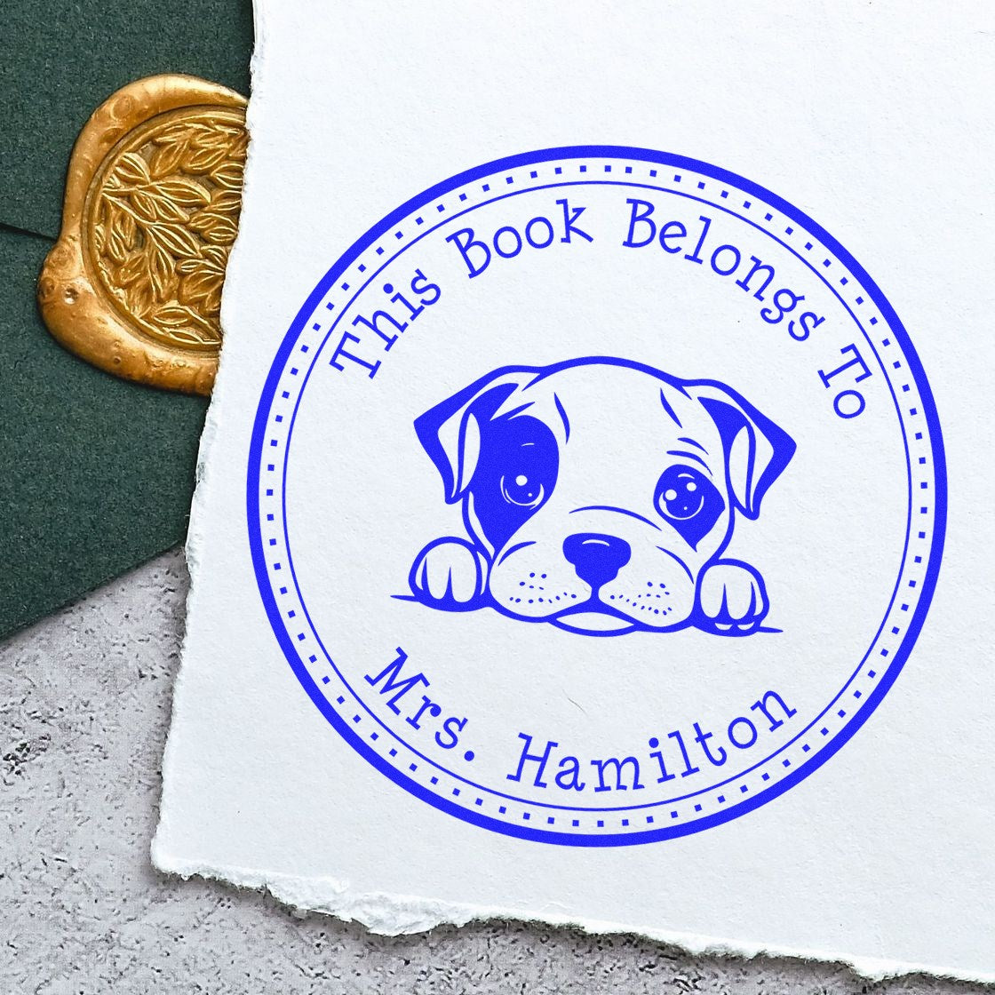 American Staffordshire Terrier Custom-Made Ex Libris Stamper - Engineer Seal Stamps