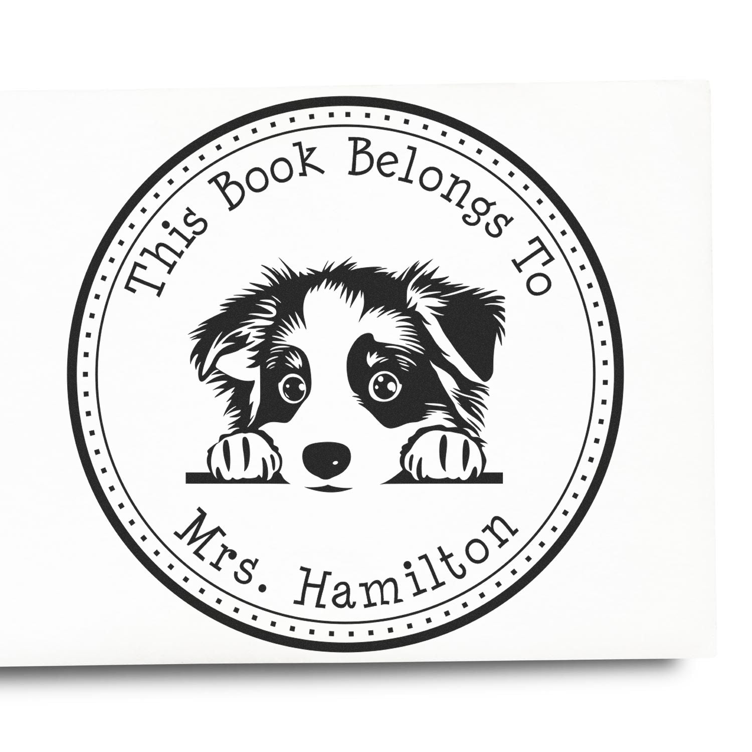 Australian Shepherd Custom-Made Ex Libris Library Stamper - Engineer Seal Stamps