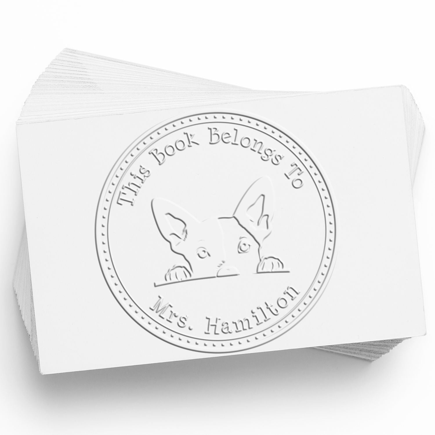 Handheld Basenji Personalized Library of Embossing Stamp