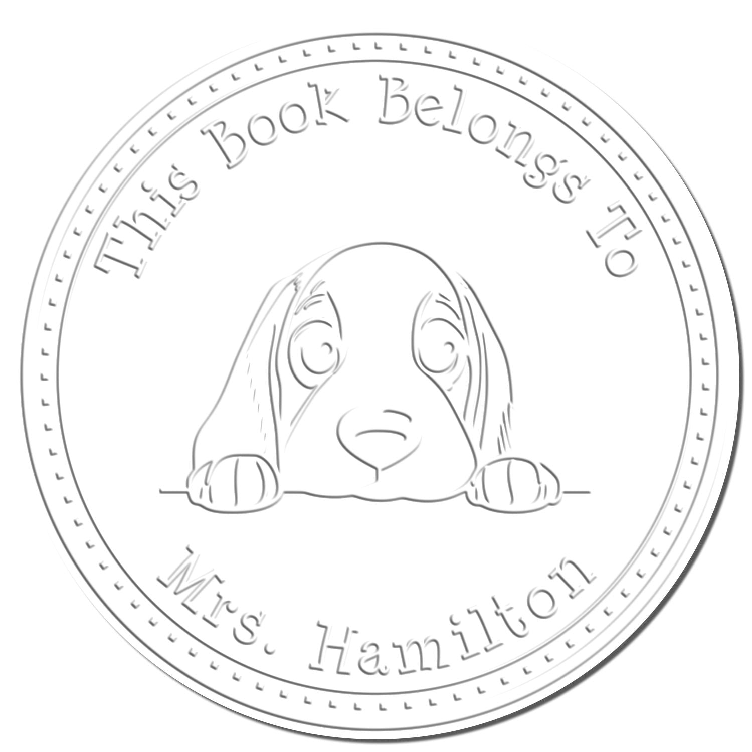 Basset Hound Personalized Ex Libris Library Seal Embossed Stamp - Engineer Seal Stamps