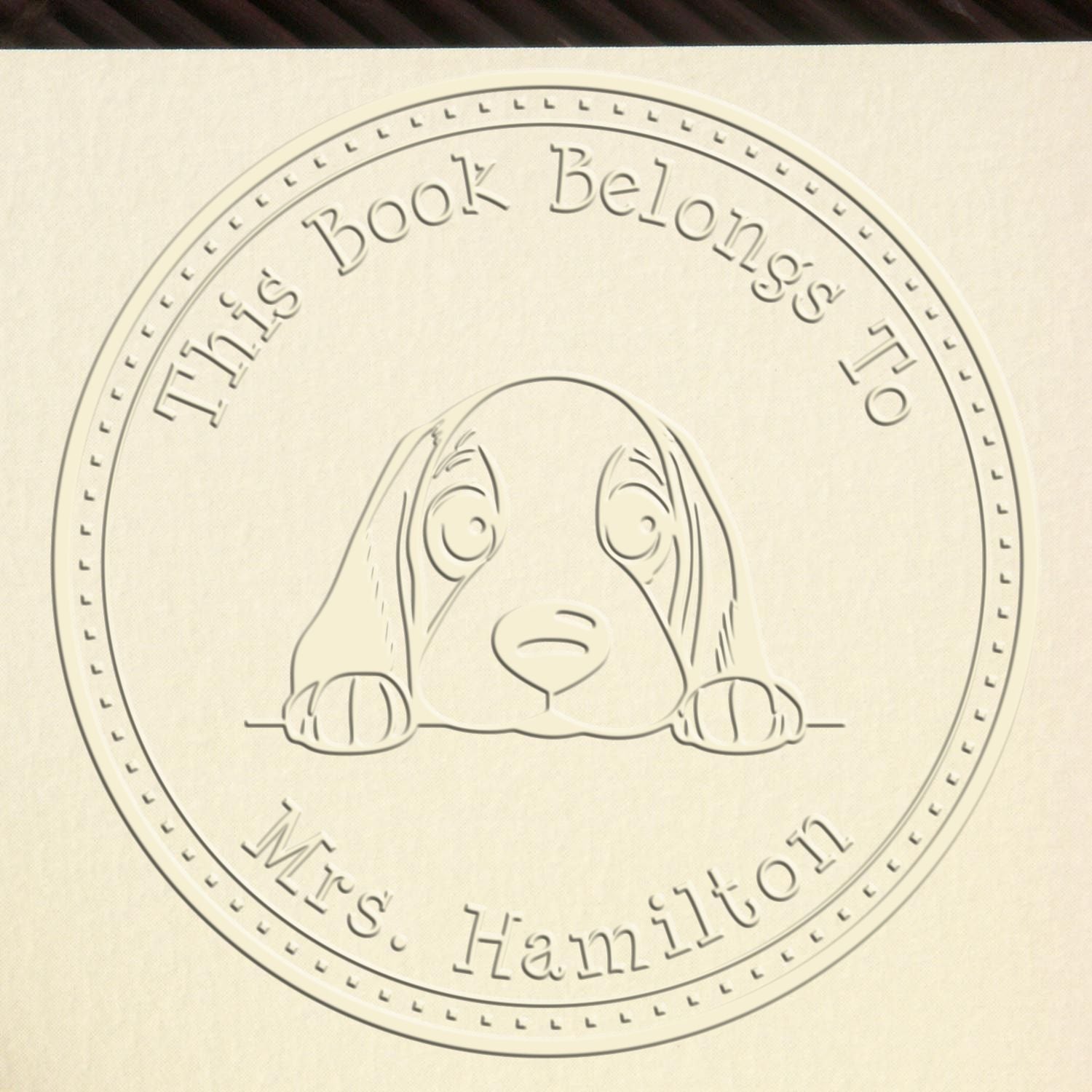 Basset Hound Personalized Ex Libris Library Seal Embossed Stamp - Engineer Seal Stamps