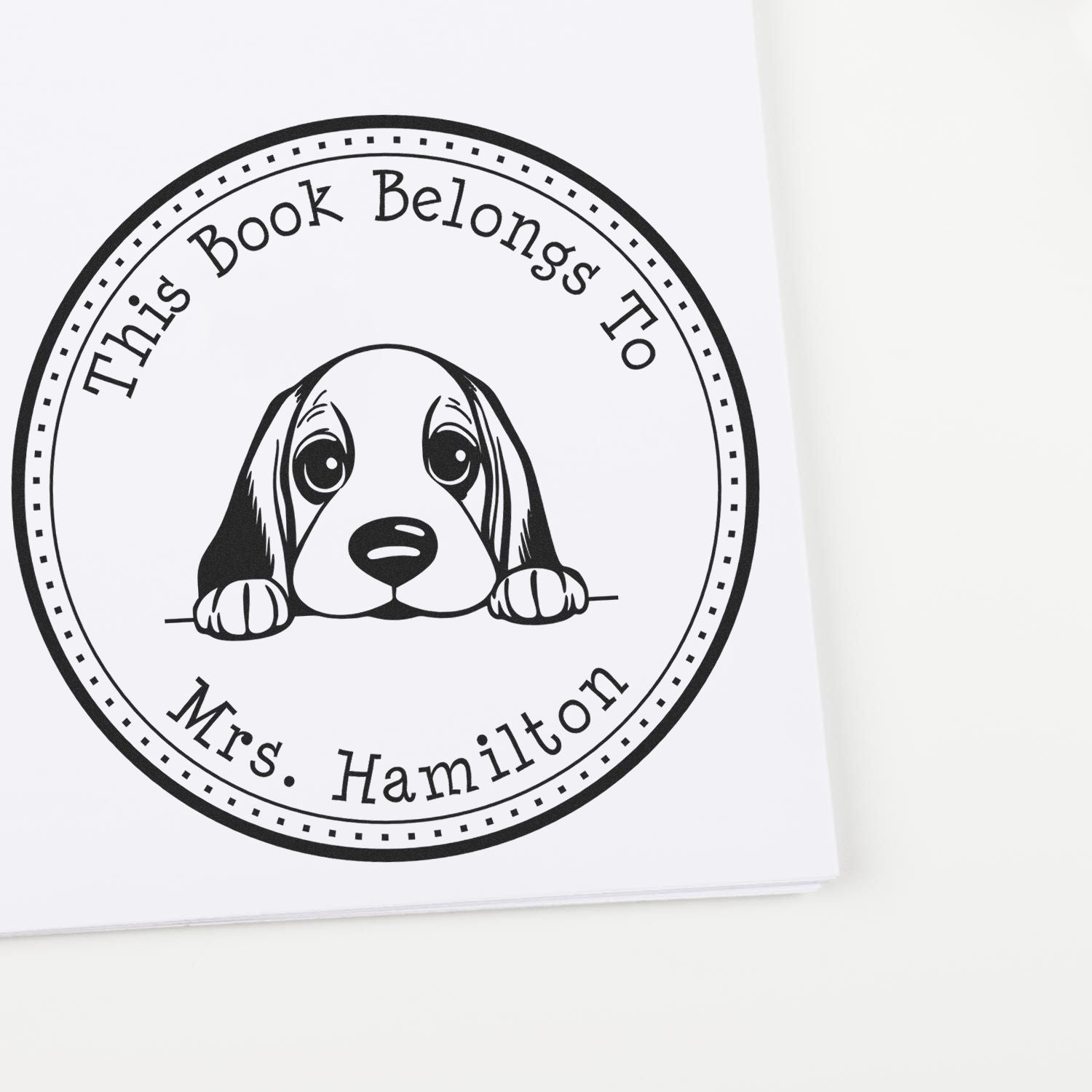 Self-Inking Basset Hound Custom-Made Private Library Stamper - Engineer Seal Stamps