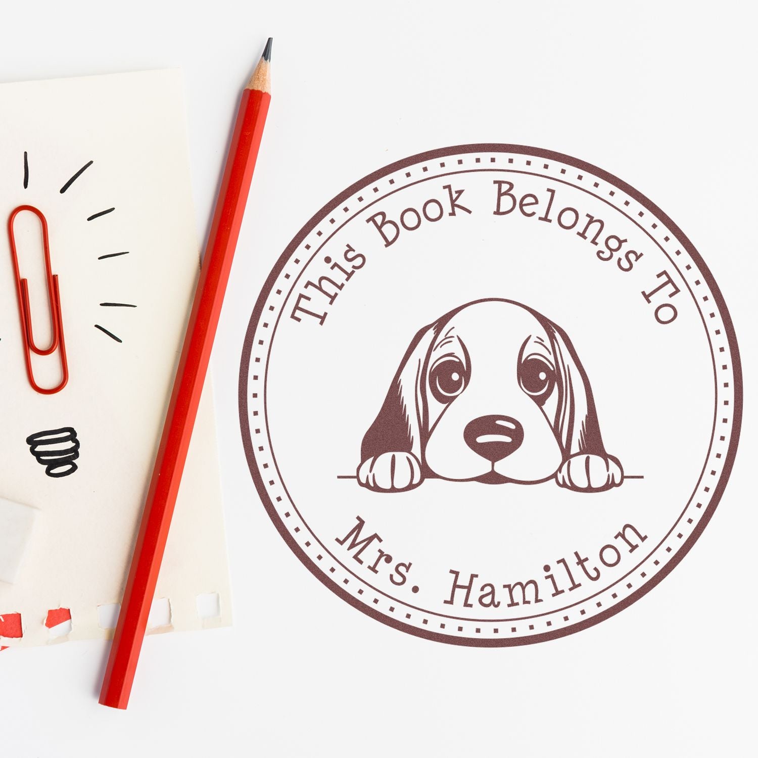 Self-Inking Basset Hound Custom-Made Private Library Stamper - Engineer Seal Stamps