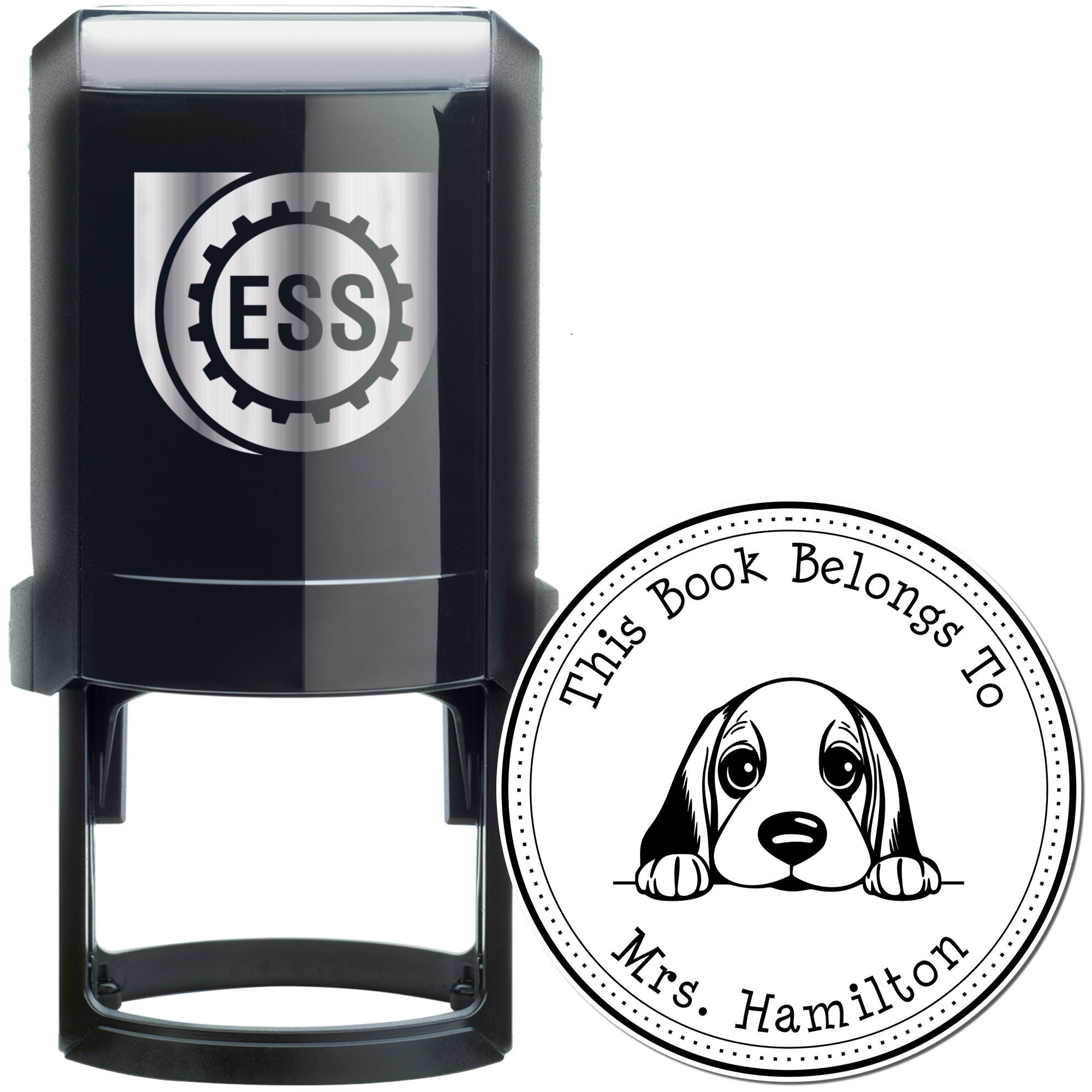 Self-Inking Basset Hound Custom-Made Private Library Stamper - Engineer Seal Stamps