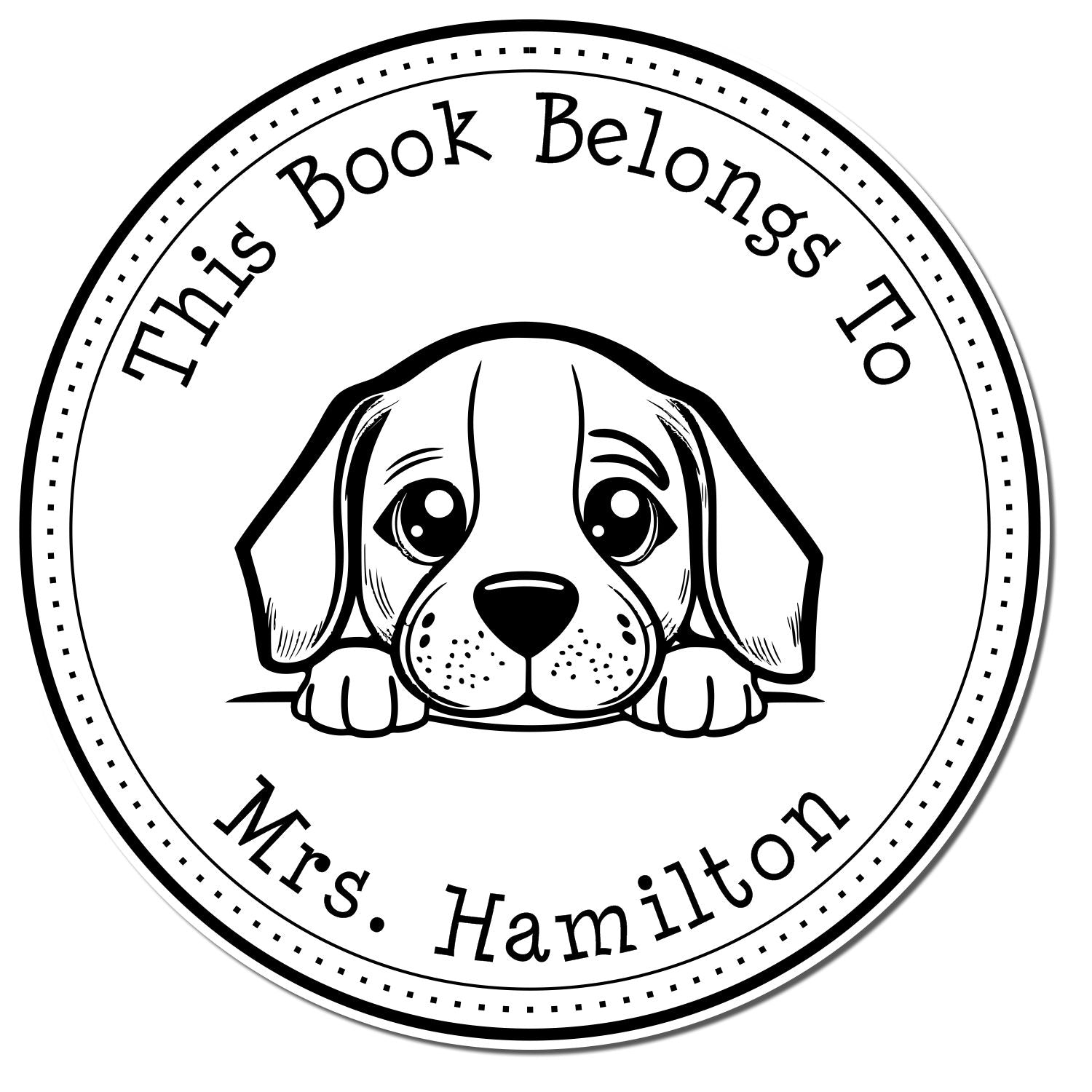 Wooden Handle Beagle Personalized Book Stamp - Engineer Seal Stamps