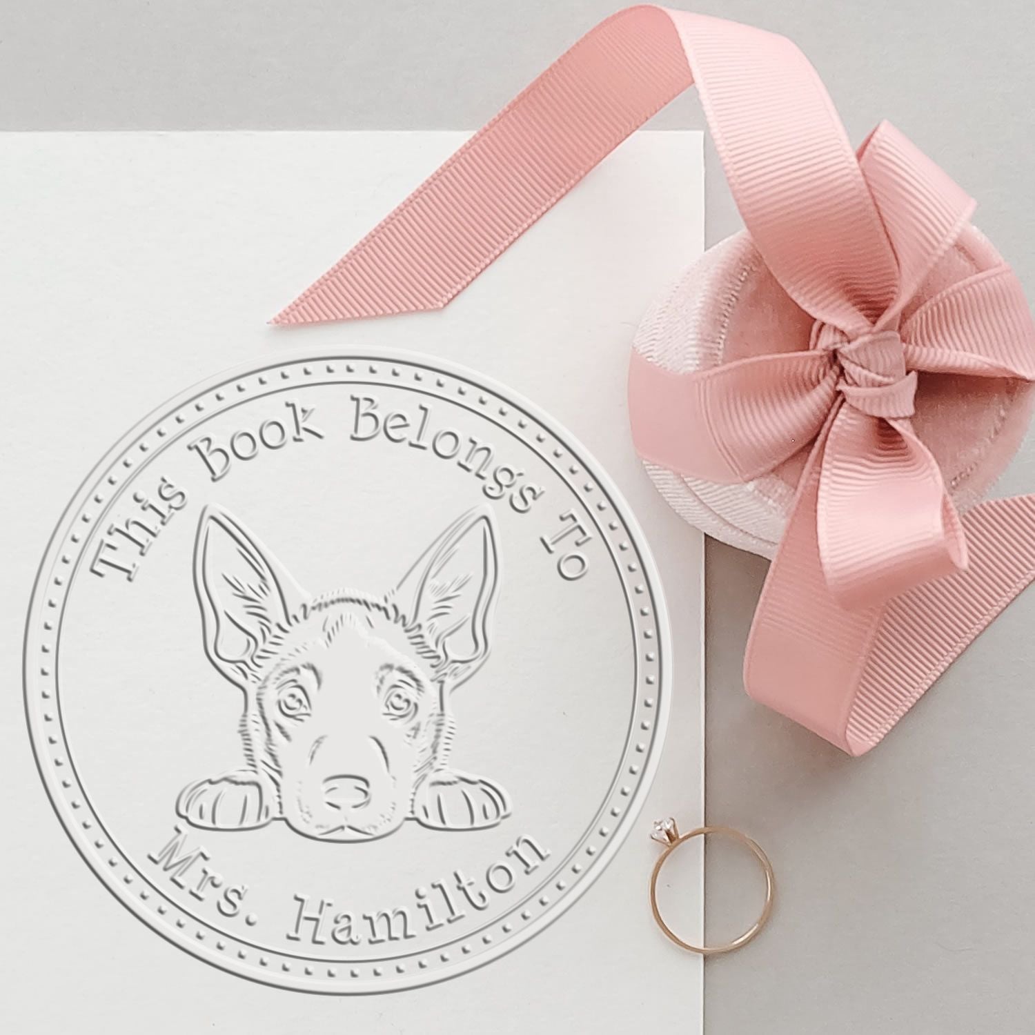 Hybrid Belgian Malinois Custom Ex Libris Embossing Seal Stamp - Engineer Seal Stamps