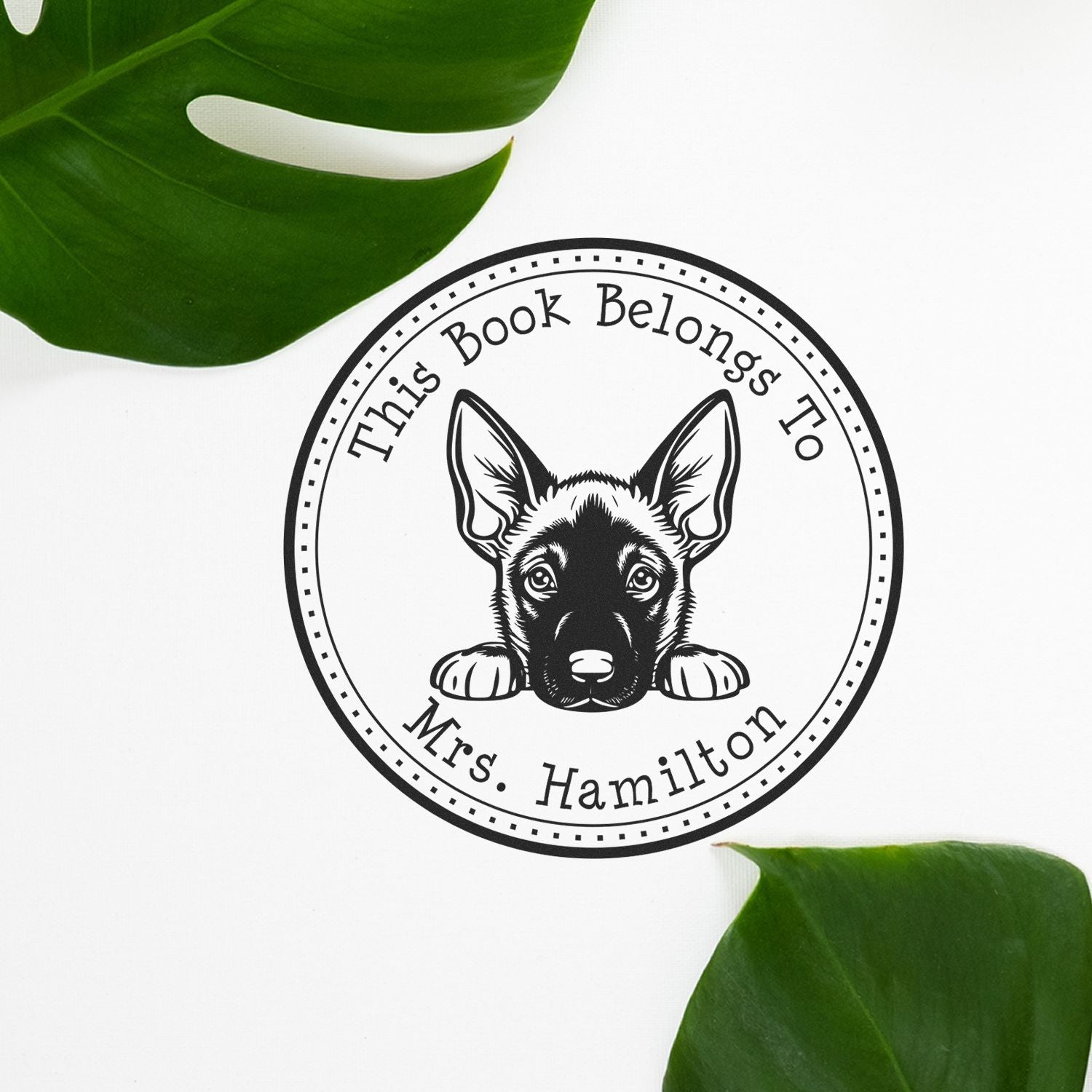 Belgian Malinois Personalizable Book Return Stamper - Engineer Seal Stamps